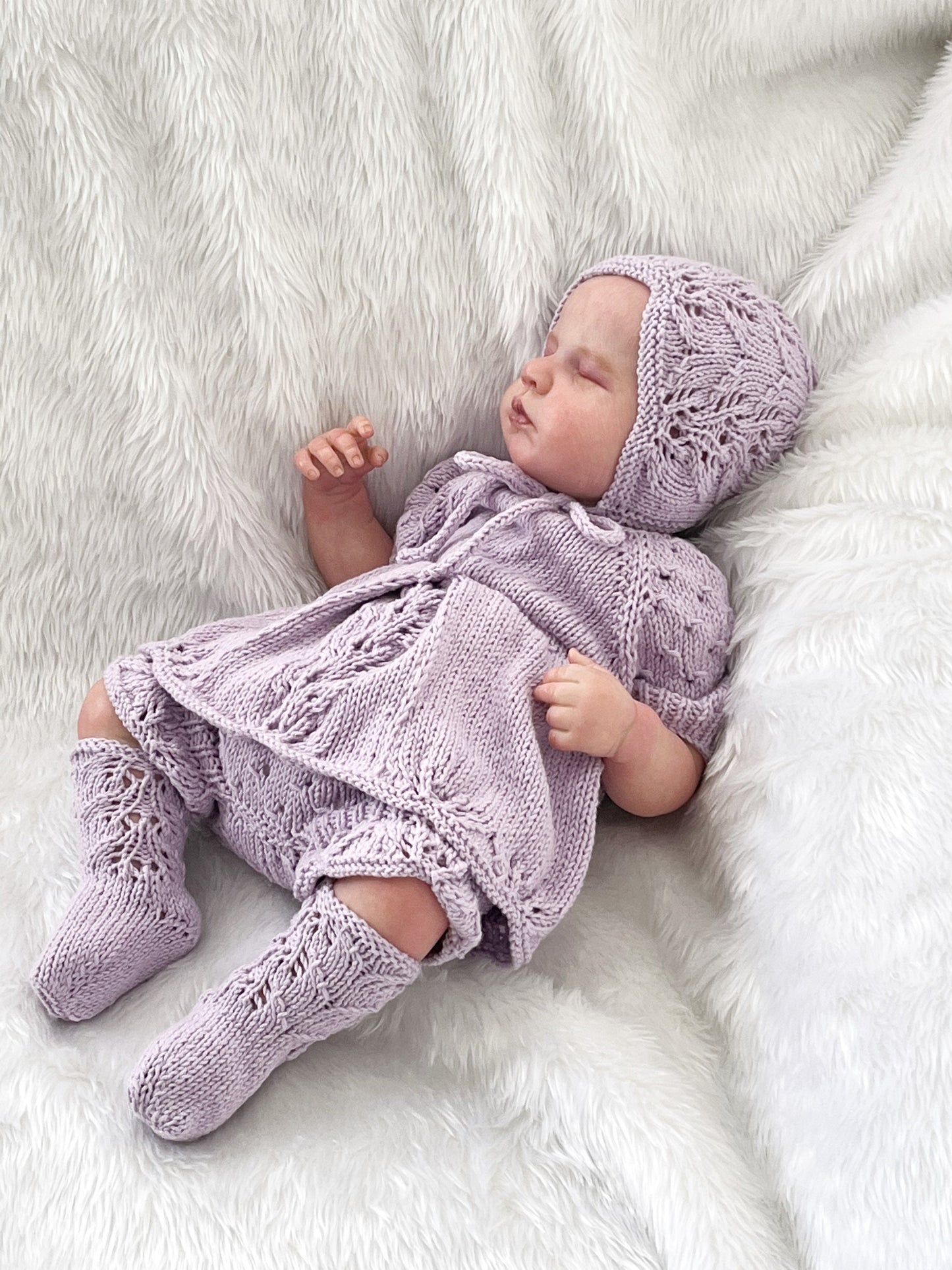 "Matilda” 4 Piece Set Knitting pattern for Reborn doll 16-22” or 0-3 Month Old Baby