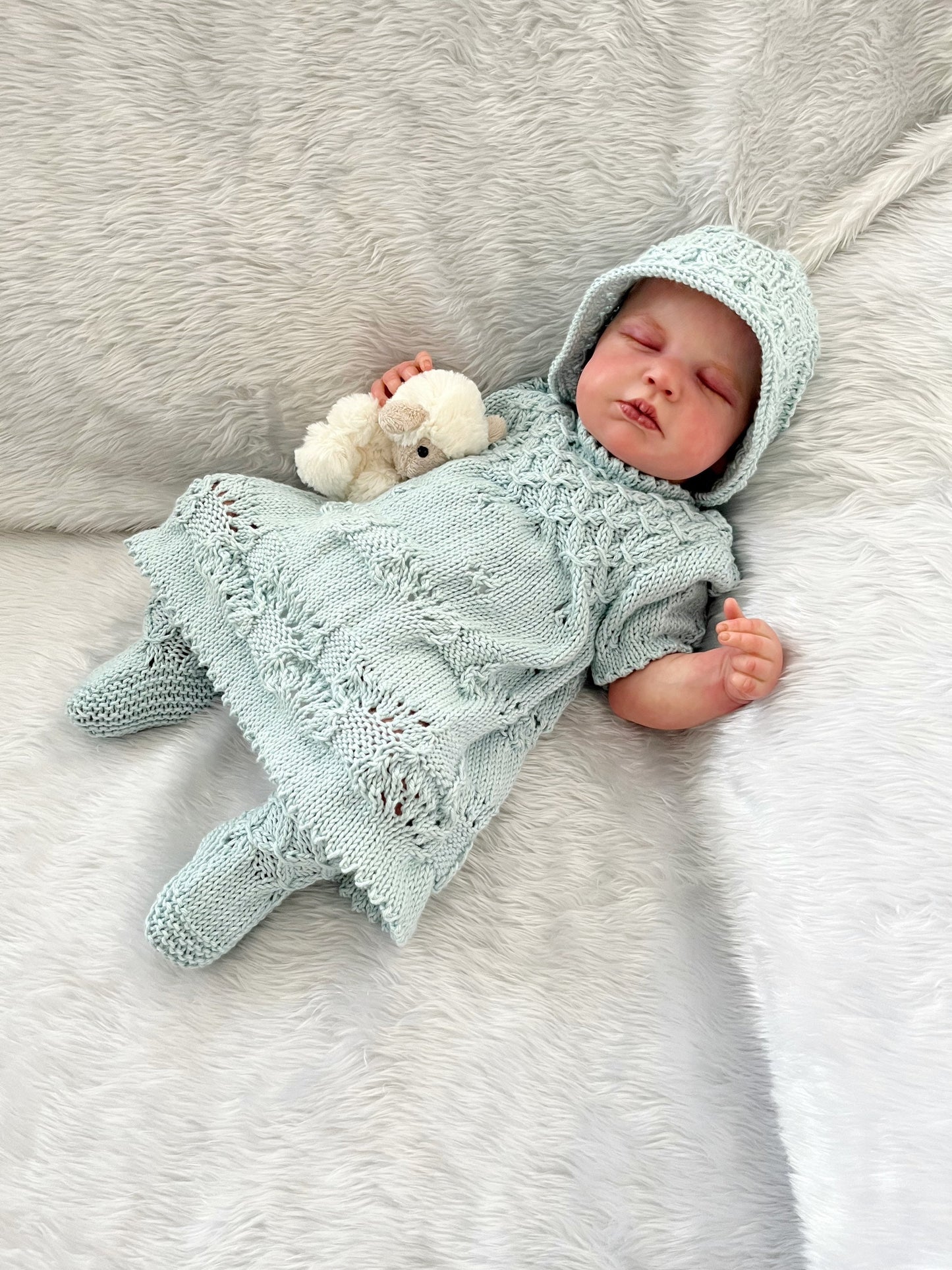 "Clementine” Dress Set Knitting pattern for Reborn doll 16 -22” or 0-3 Mth Old Baby