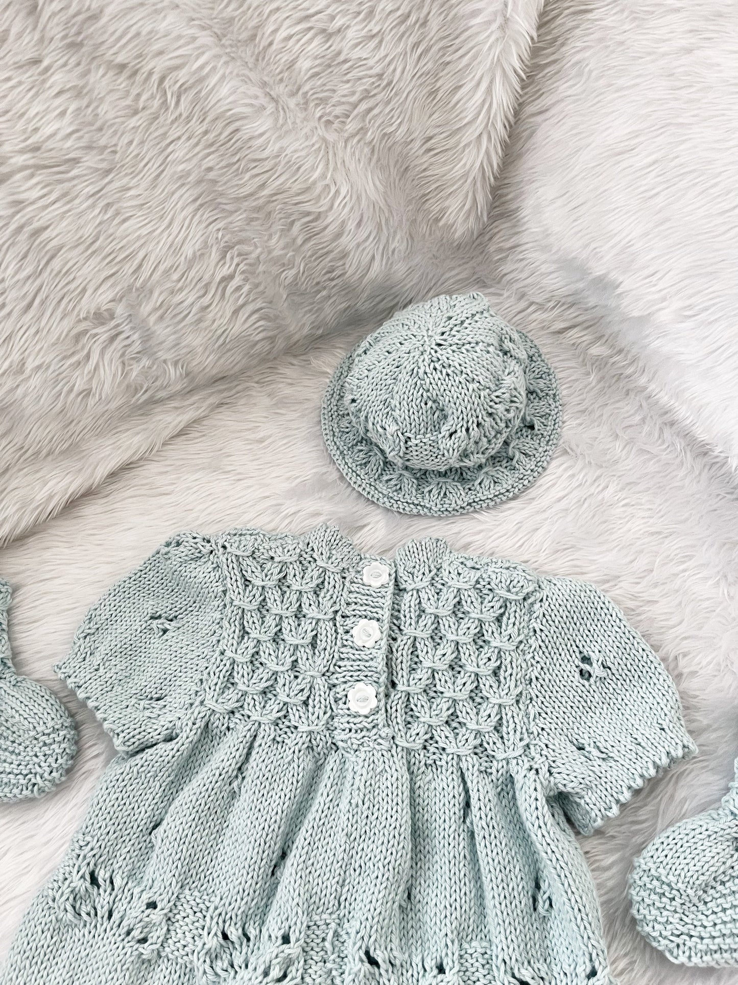 "Clementine” Dress Set Knitting pattern for Reborn doll 16 -22” or 0-3 Mth Old Baby