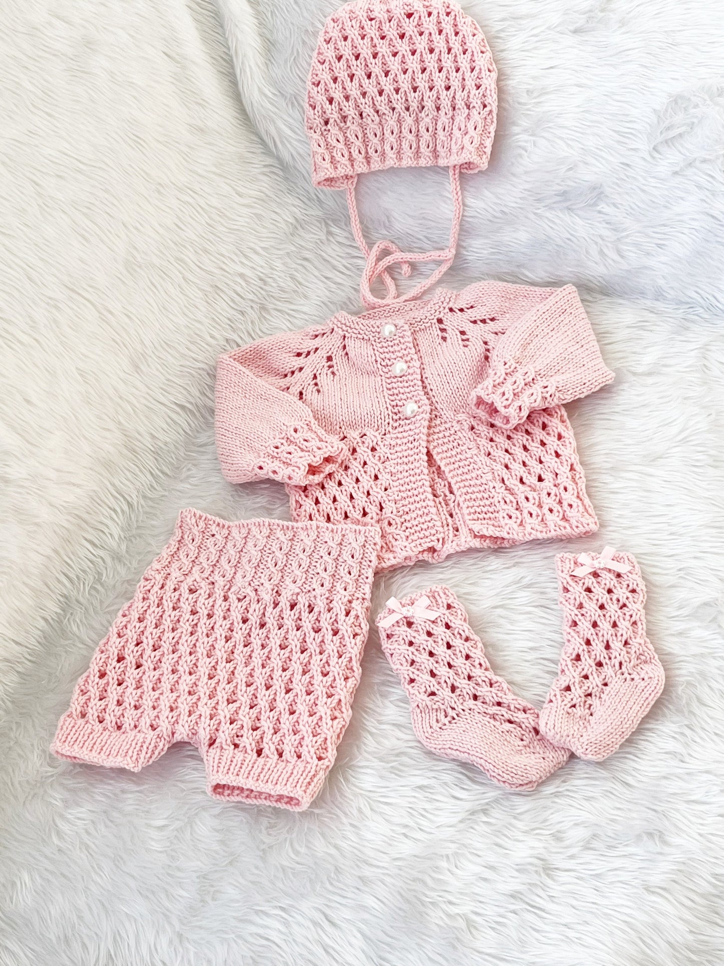 "Truffle” 4 Piece Set Knitting pattern for Reborn doll 16-22” or 0-3 Month Old Baby