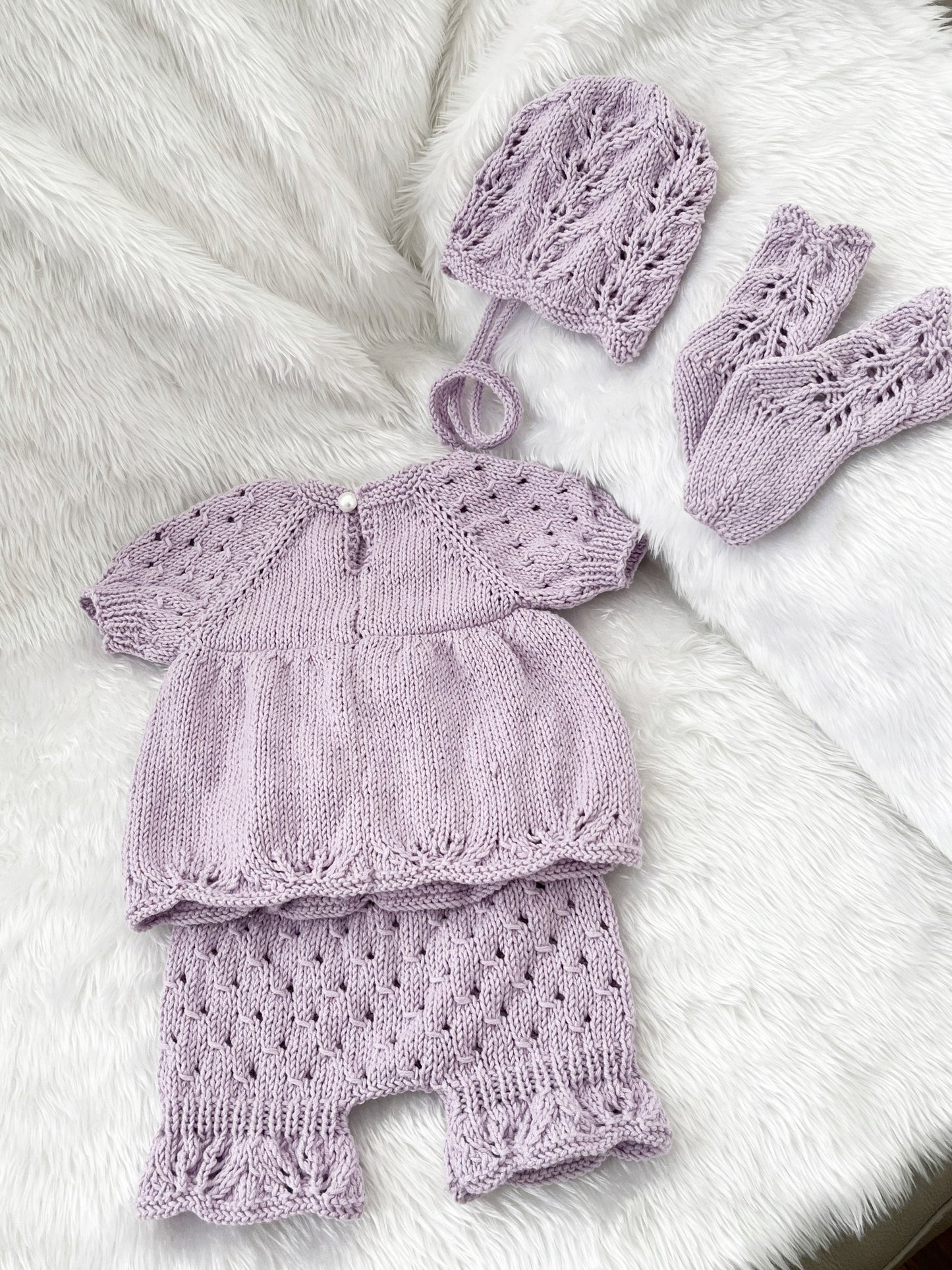 "Matilda” 4 Piece Set Knitting pattern for Reborn doll 16-22” or 0-3 Month Old Baby