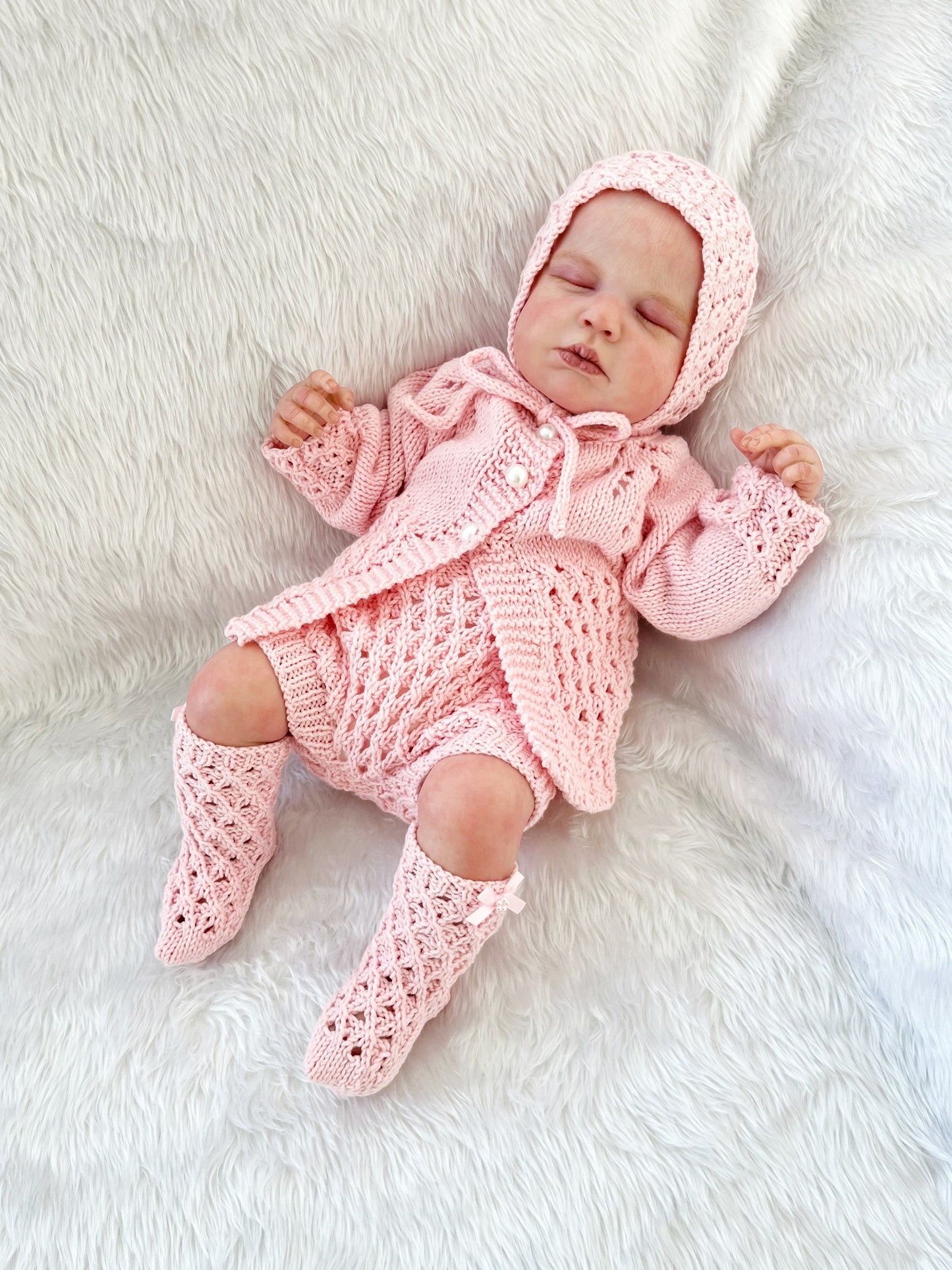 "Truffle” 4 Piece Set Knitting pattern for Reborn doll 16-22” or 0-3 Month Old Baby