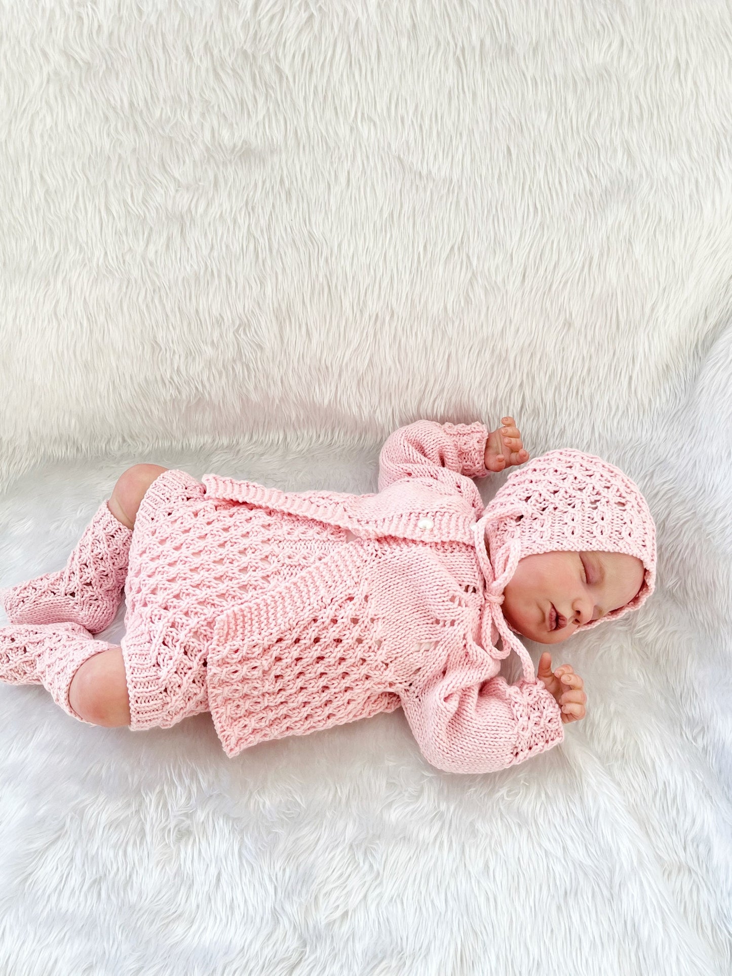 "Truffle” 4 Piece Set Knitting pattern for Reborn doll 16-22” or 0-3 Month Old Baby