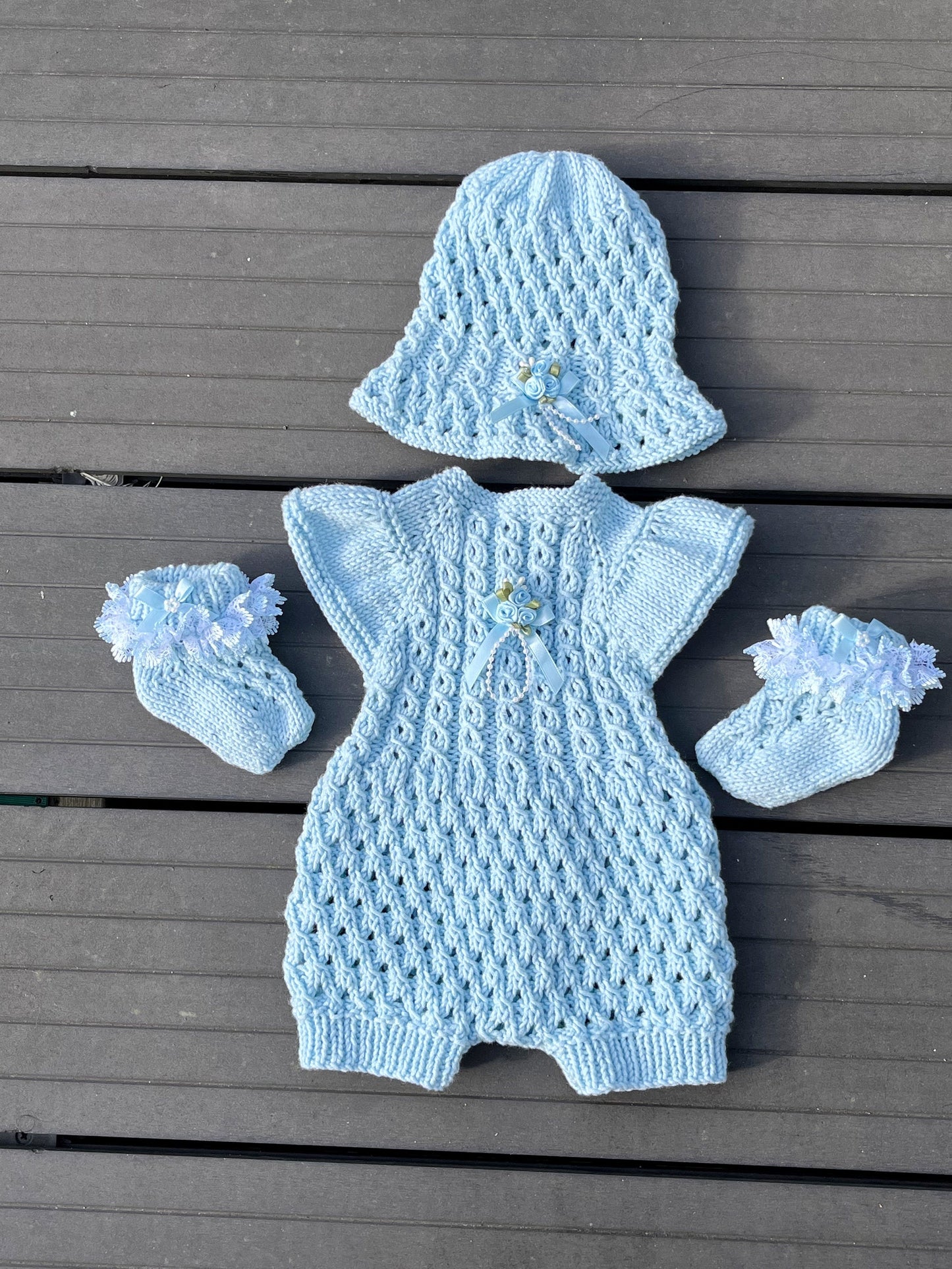 "Ruffle” Romper Knitting pattern for Reborn doll 16 -22” or 0-3 Month Old Baby