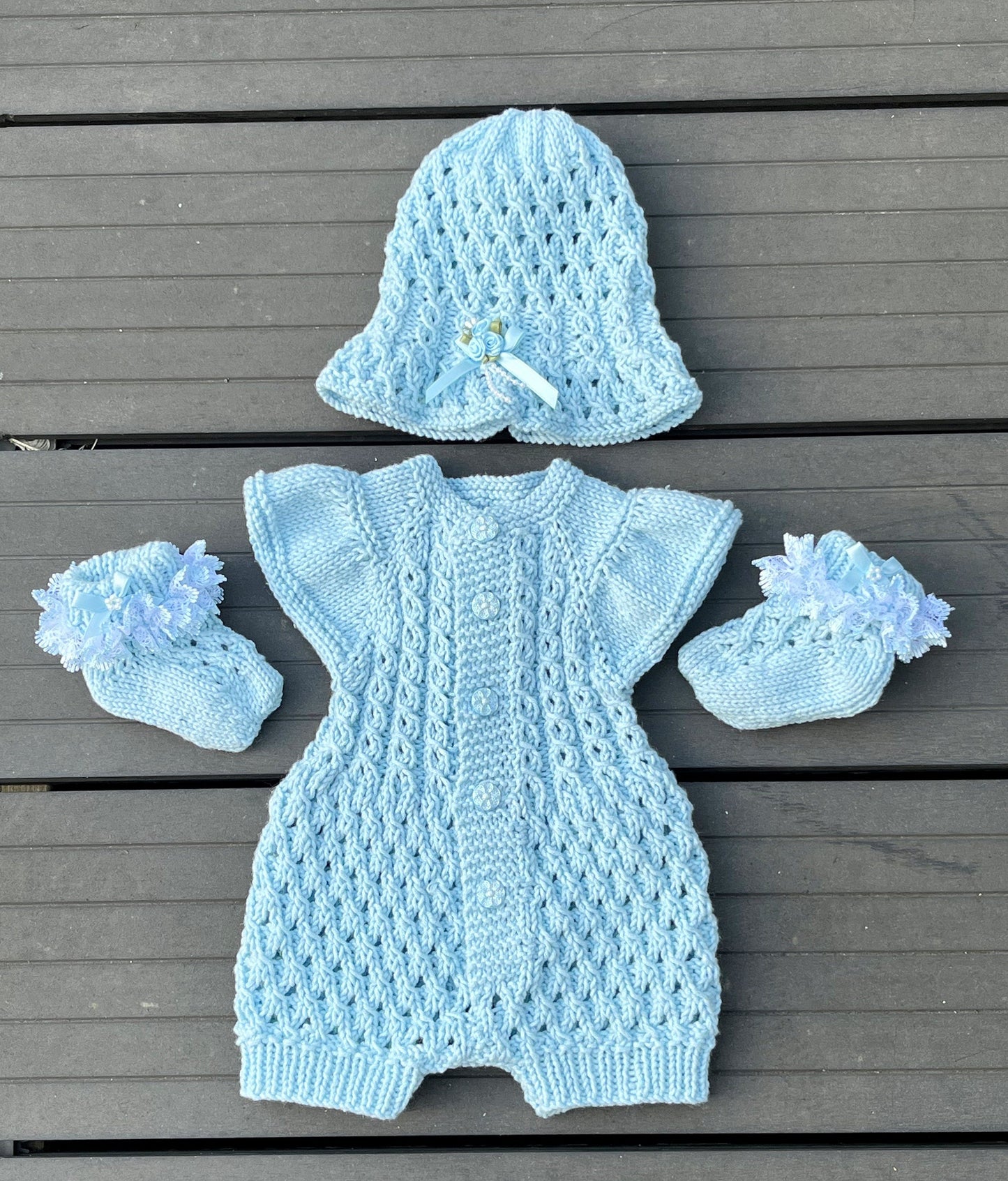 "Ruffle” Romper Knitting pattern for Reborn doll 16 -22” or 0-3 Month Old Baby