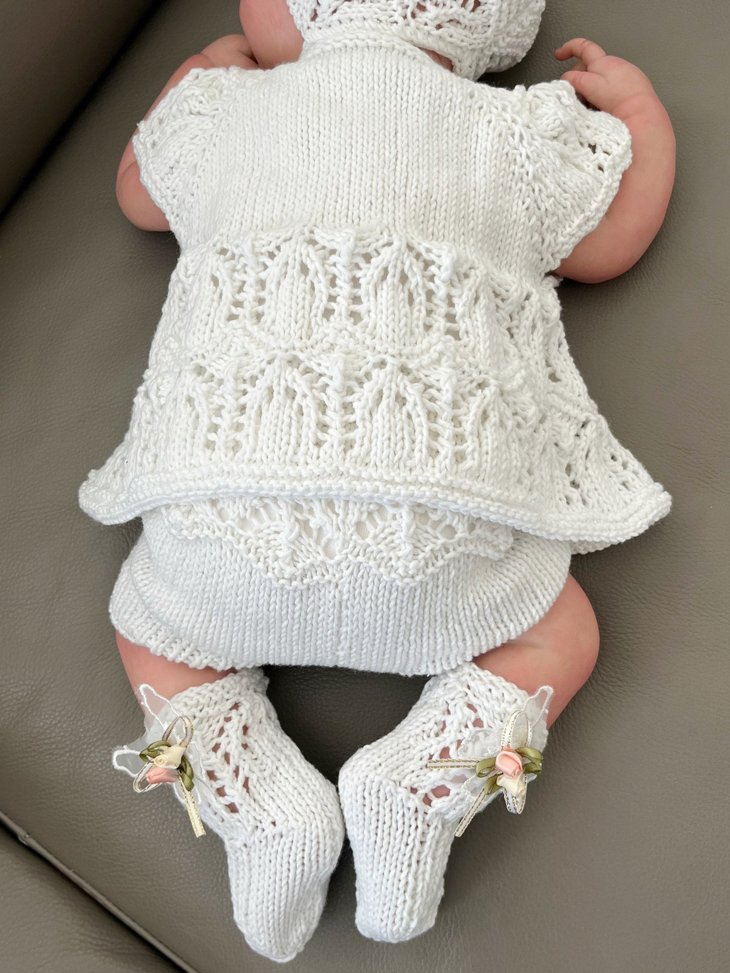 "Edith” 4 Piece Knitting pattern set for Reborn doll 16 -22” or 0-3 Month Old Baby
