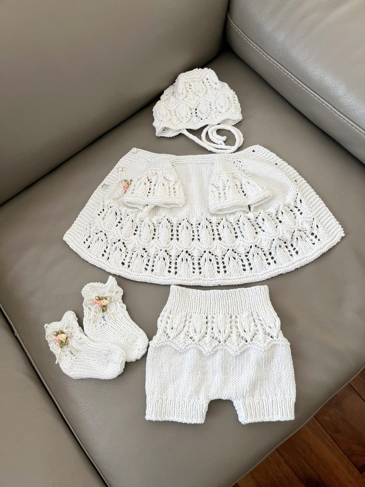 "Edith” 4 Piece Knitting pattern set for Reborn doll 16 -22” or 0-3 Month Old Baby