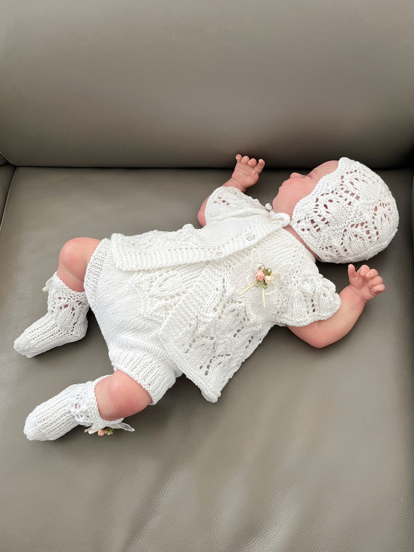 "Edith” 4 Piece Knitting pattern set for Reborn doll 16 -22” or 0-3 Month Old Baby