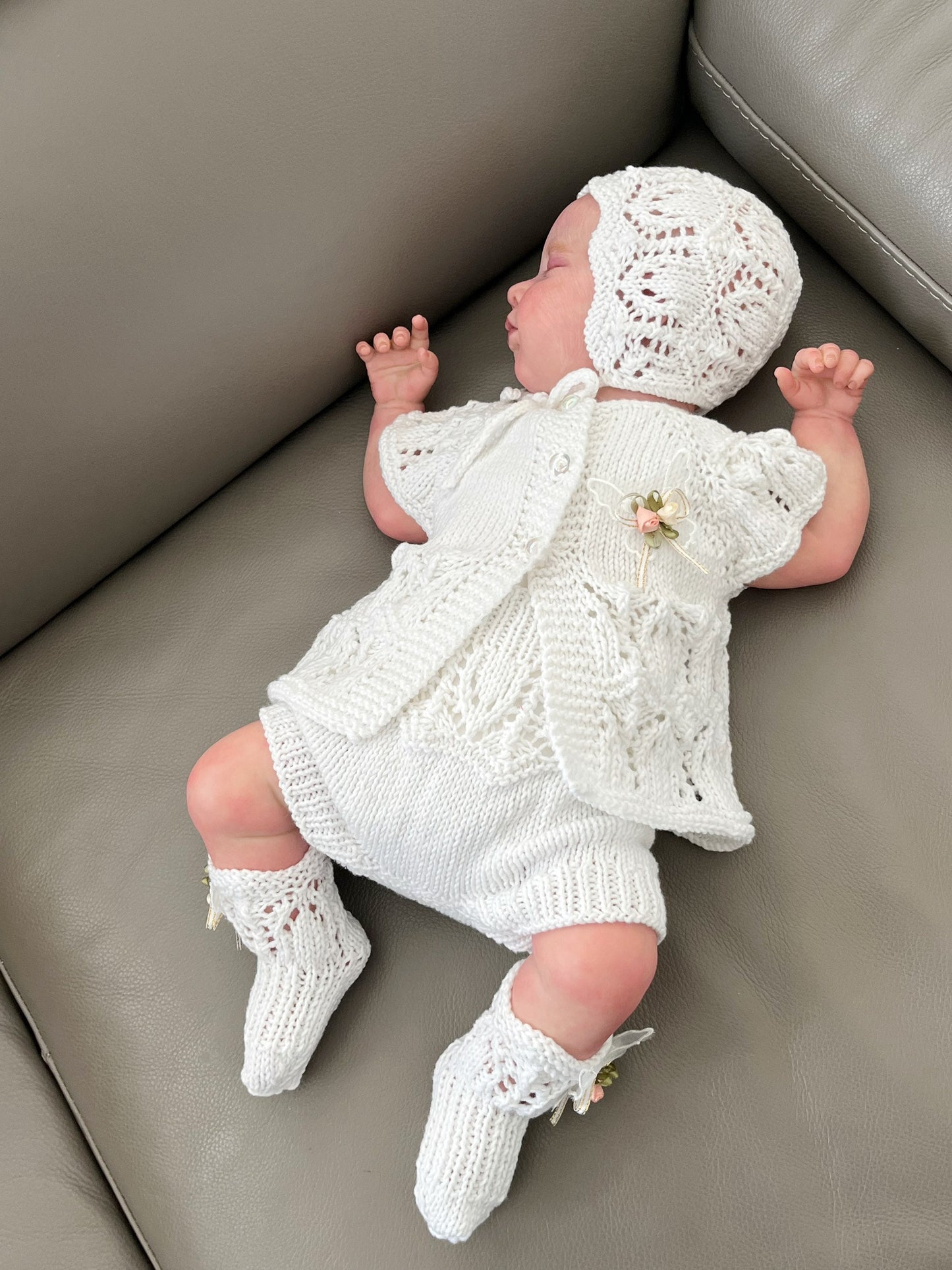 "Edith” 4 Piece Knitting pattern set for Reborn doll 16 -22” or 0-3 Month Old Baby