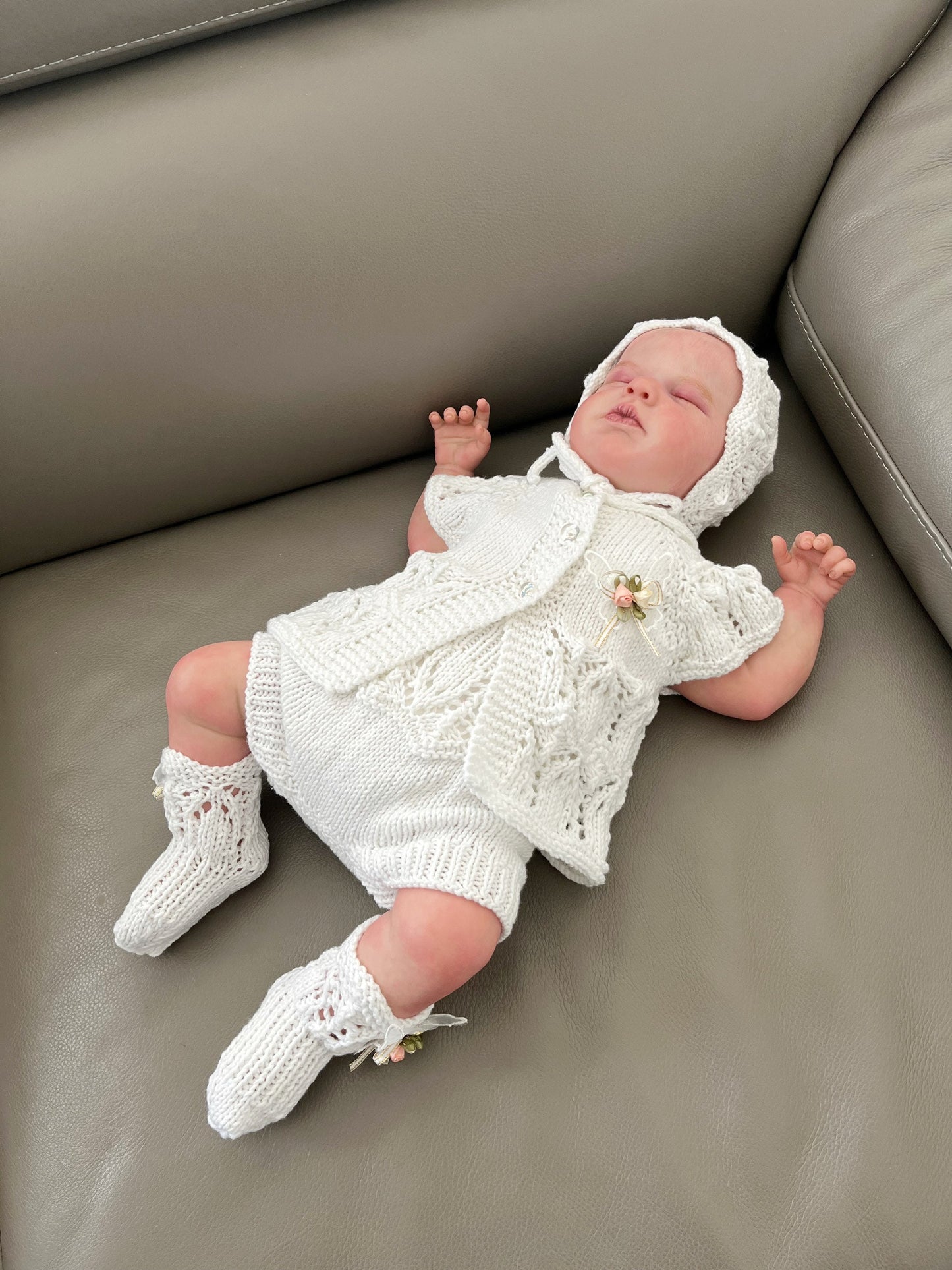 "Edith” 4 Piece Knitting pattern set for Reborn doll 16 -22” or 0-3 Month Old Baby