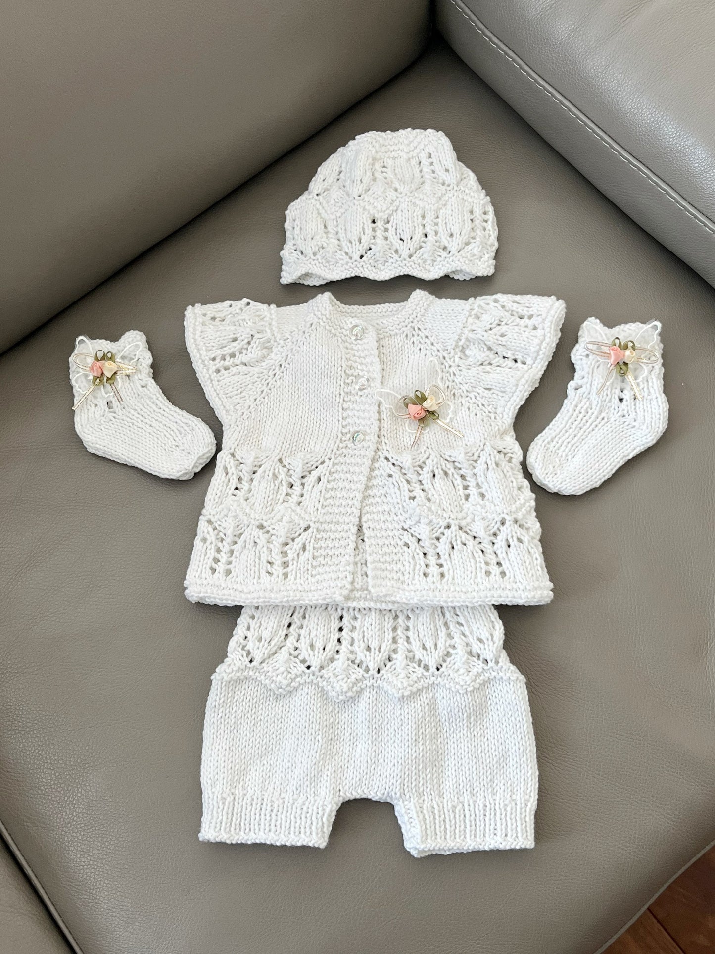 "Edith” 4 Piece Knitting pattern set for Reborn doll 16 -22” or 0-3 Month Old Baby