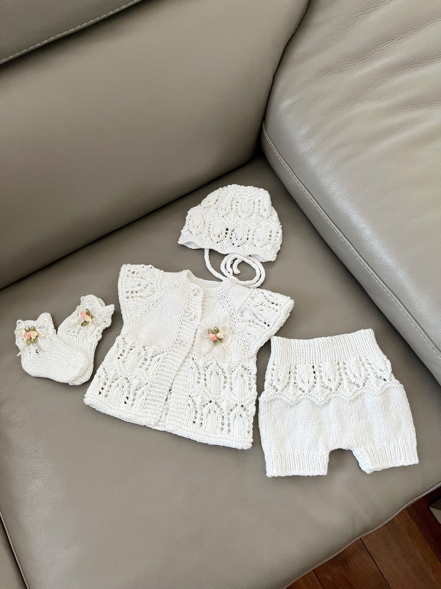 "Edith” 4 Piece Knitting pattern set for Reborn doll 16 -22” or 0-3 Month Old Baby