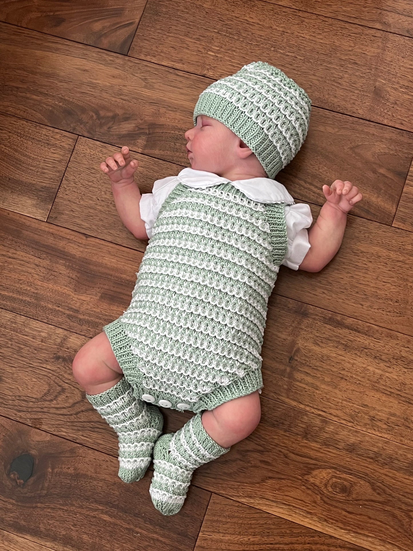 "Kiwi” Romper Knitting pattern set for Reborn doll 16 -22” or 0-3 Month Old Baby