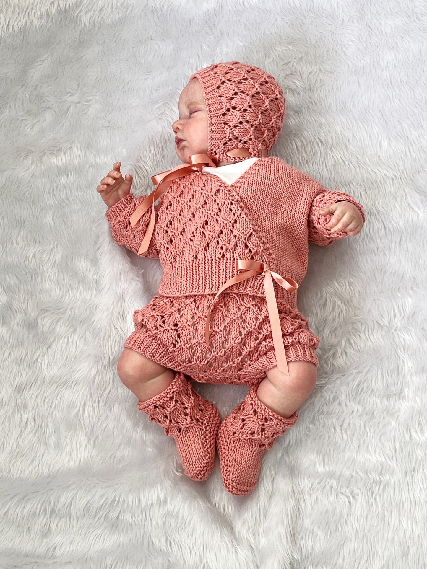 "Caraway” 4 Piece Set Knitting pattern for Reborn doll 16-22” or 0-3 Month Old Baby