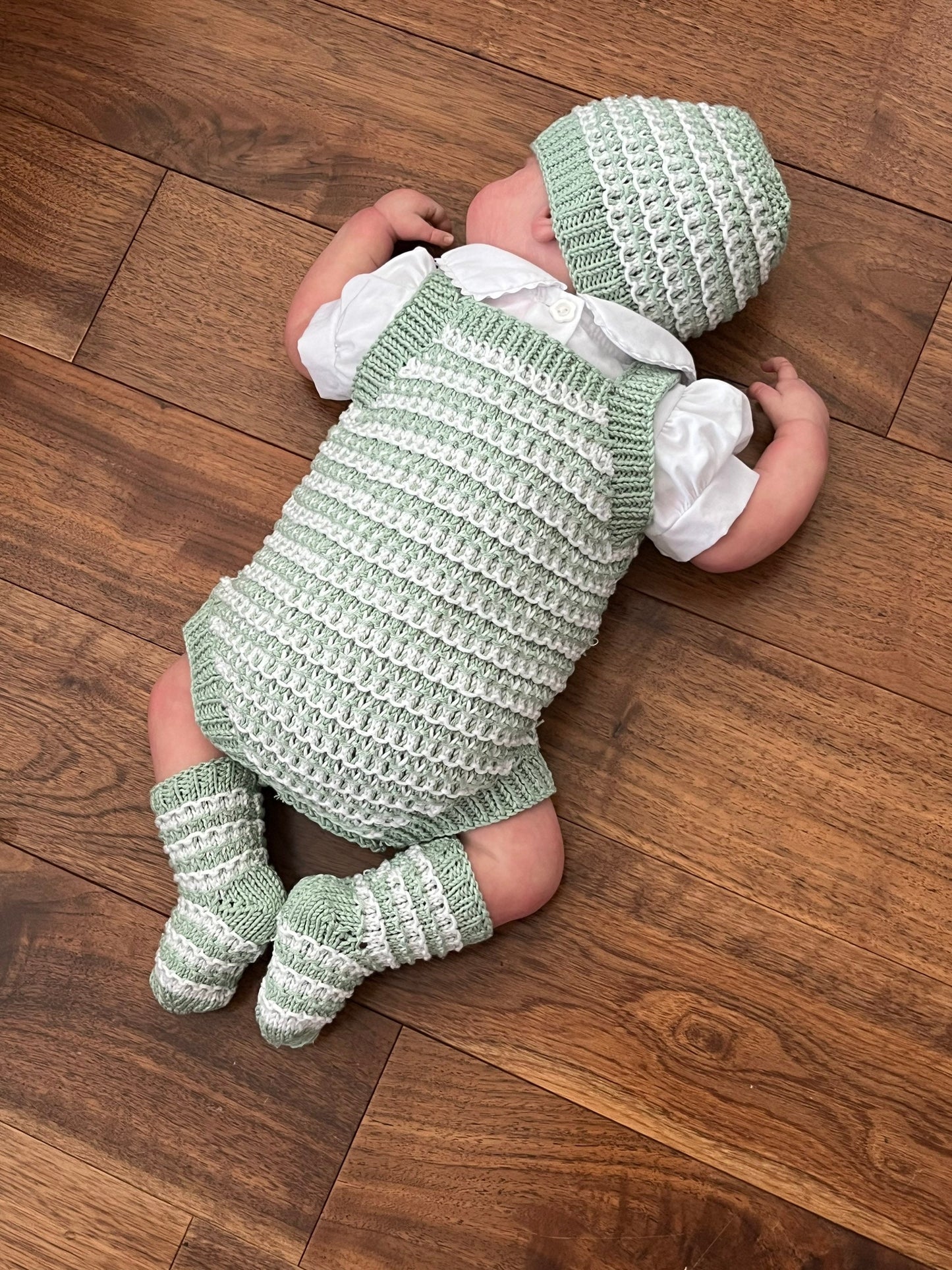 "Kiwi” Romper Knitting pattern set for Reborn doll 16 -22” or 0-3 Month Old Baby