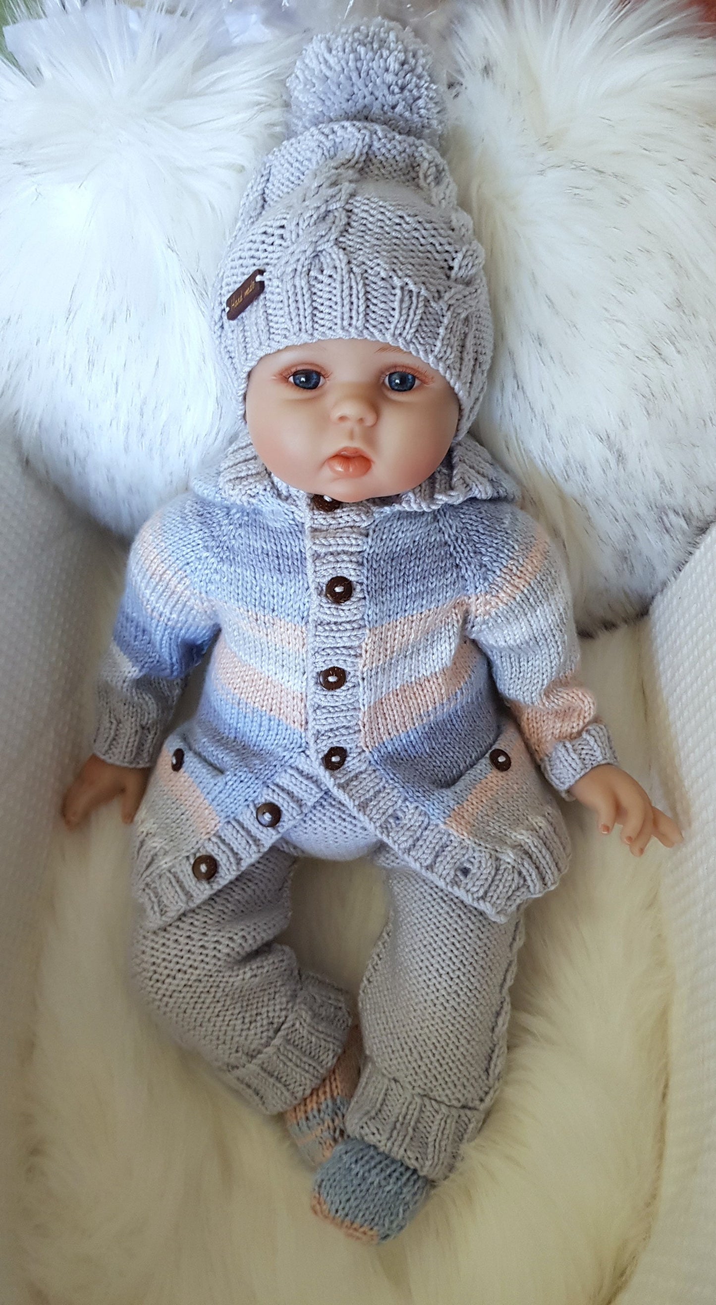 "Clay” 4 Piece Set Knitting pattern for Reborn doll 16-22” or 0-3 Month Old Baby