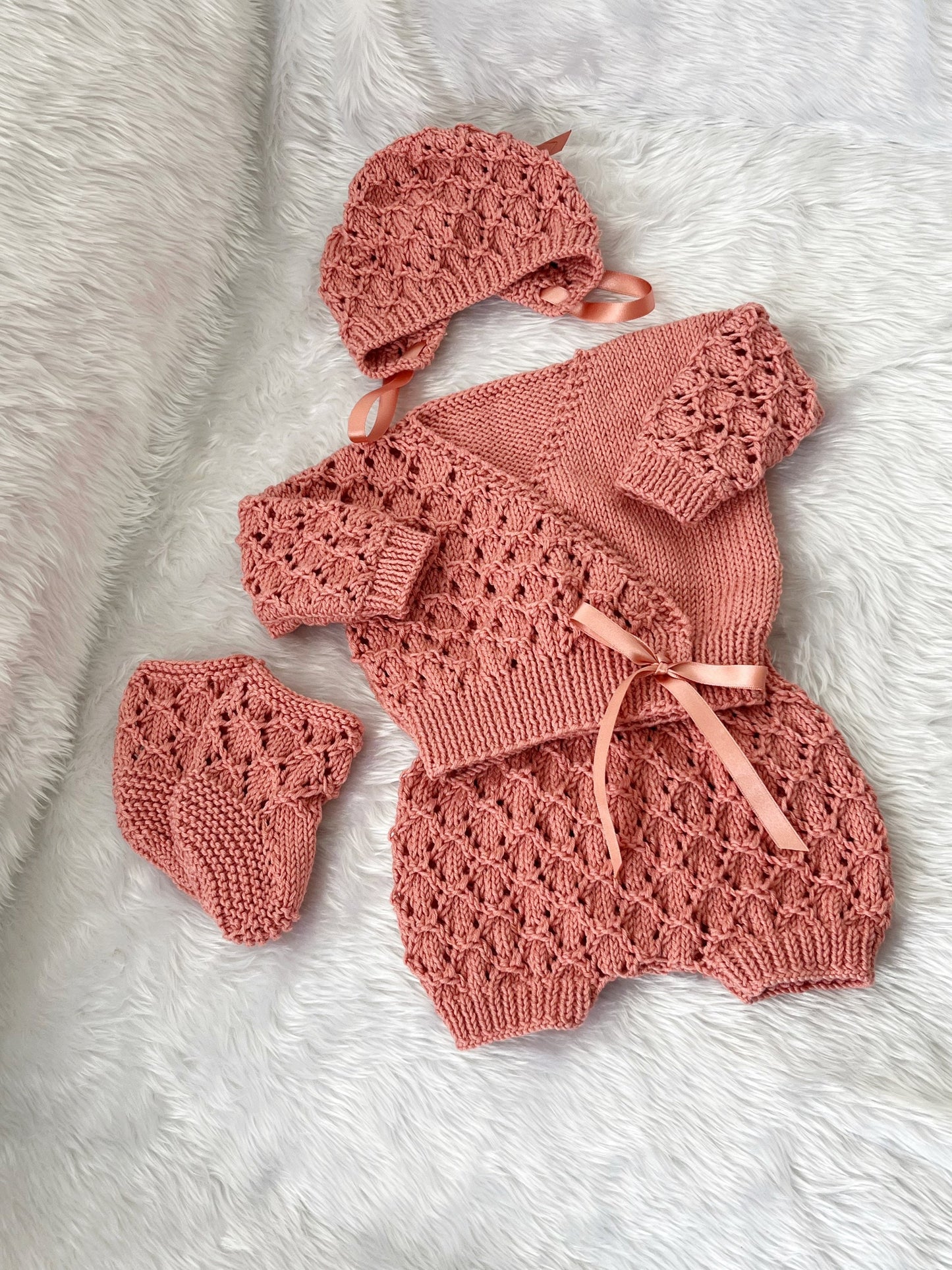 "Caraway” 4 Piece Set Knitting pattern for Reborn doll 16-22” or 0-3 Month Old Baby