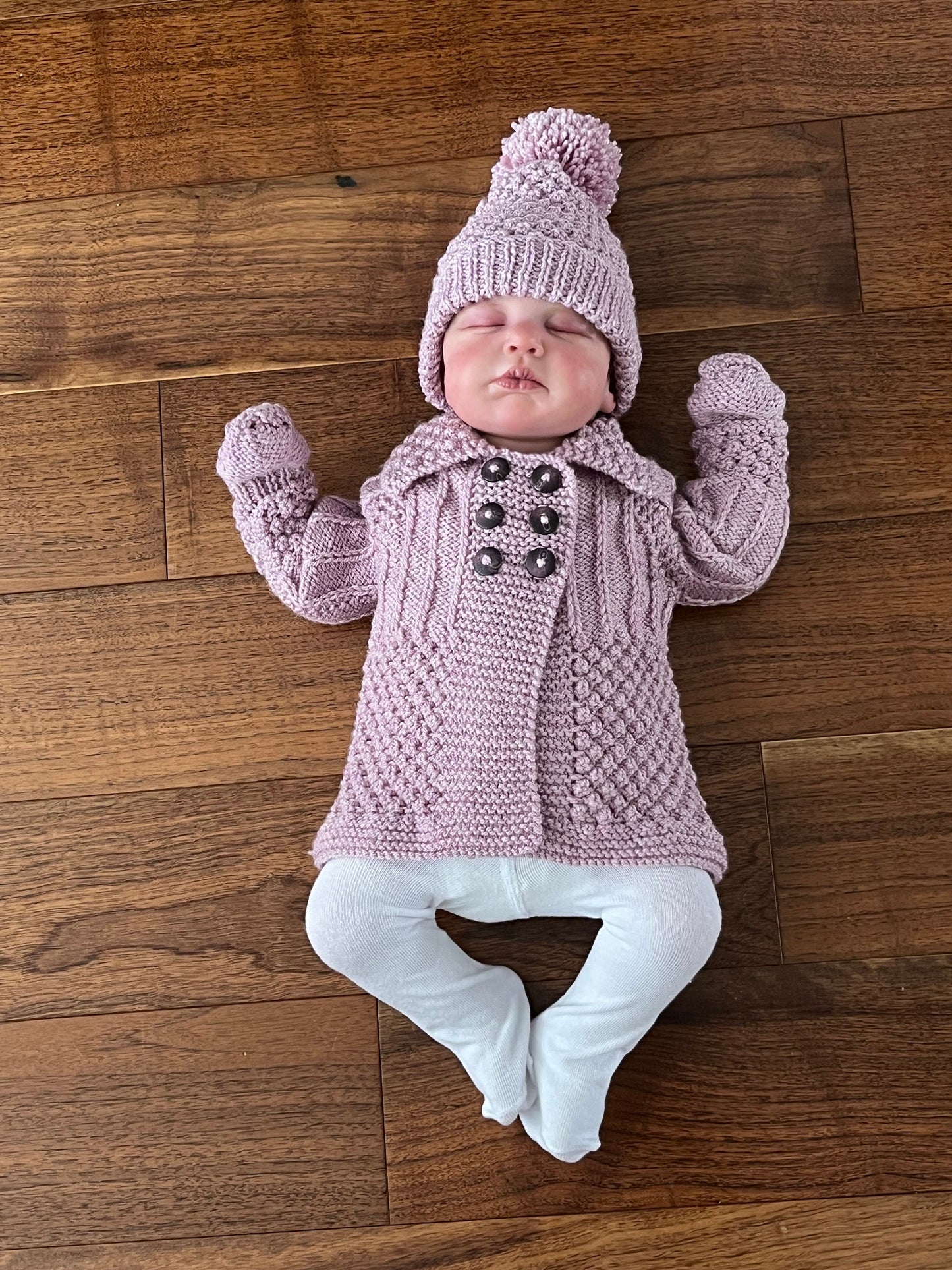 "Enchanted” 3 Piece Coat Set Knitting pattern for Reborn doll 16-22” or 0-3 Month Old Baby