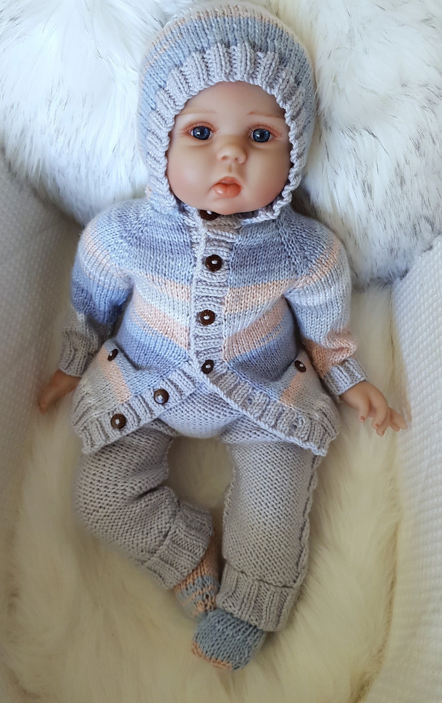 "Clay” 4 Piece Set Knitting pattern for Reborn doll 16-22” or 0-3 Month Old Baby