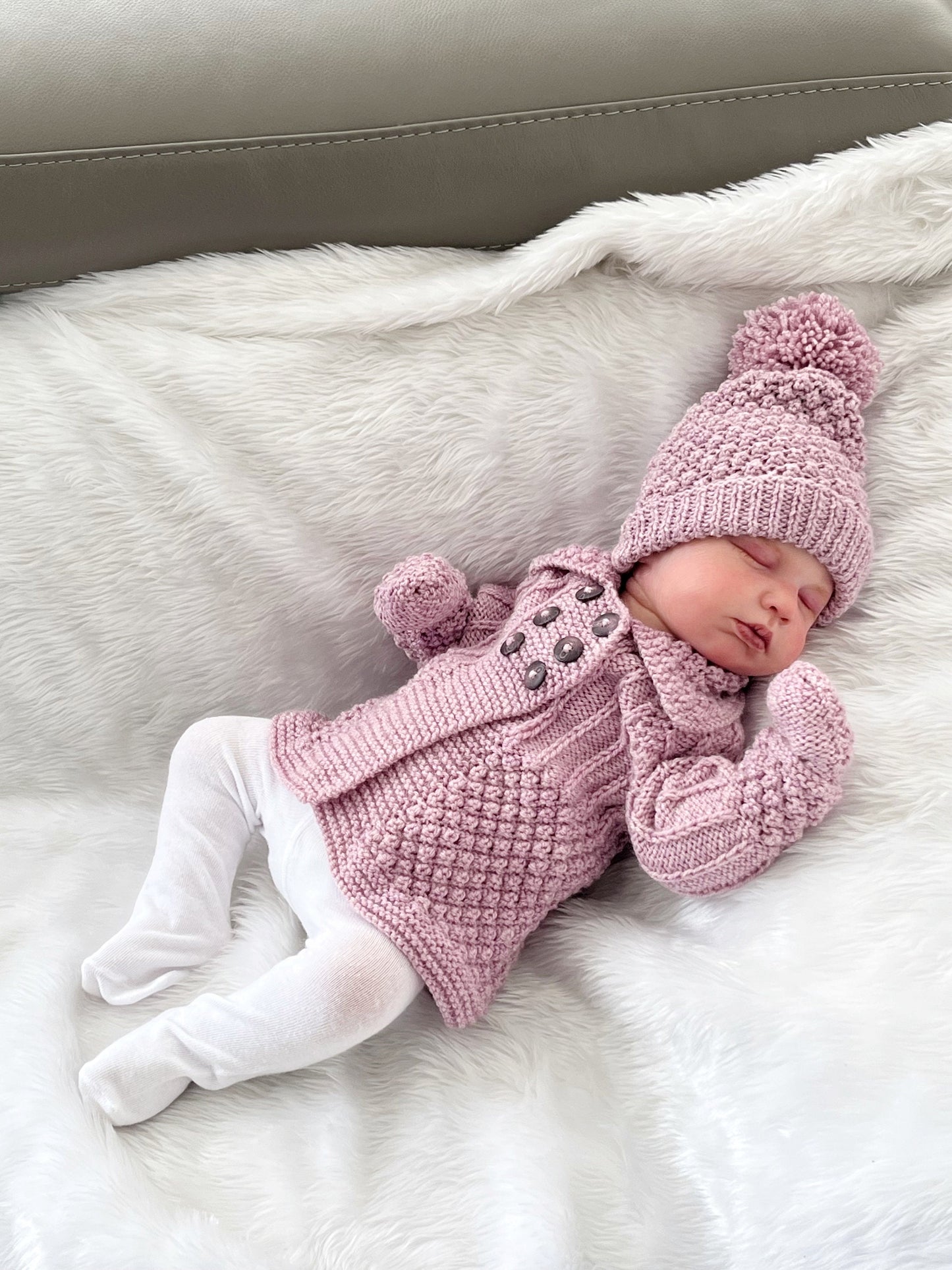 "Enchanted” 3 Piece Coat Set Knitting pattern for Reborn doll 16-22” or 0-3 Month Old Baby