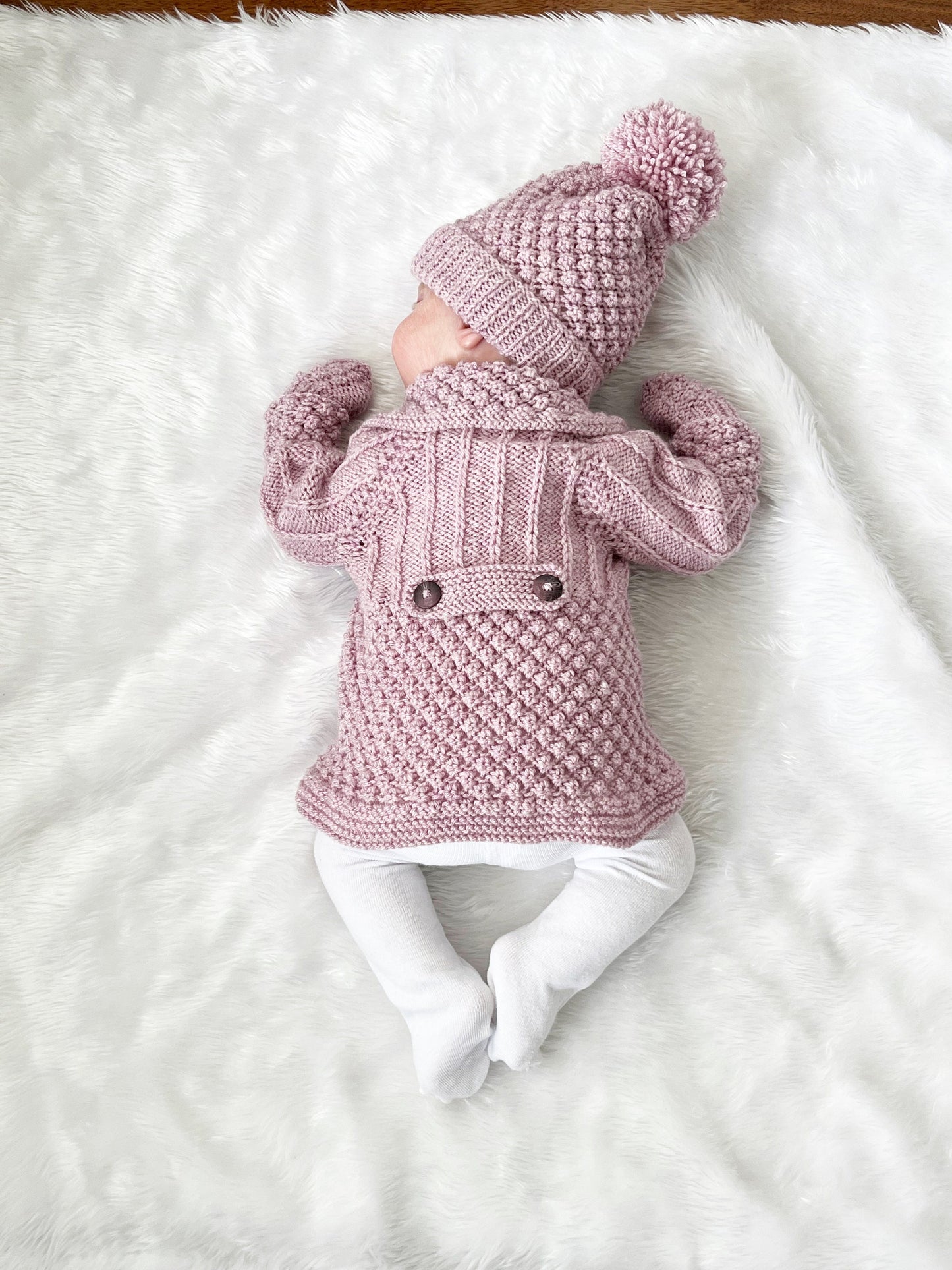 "Enchanted” 3 Piece Coat Set Knitting pattern for Reborn doll 16-22” or 0-3 Month Old Baby
