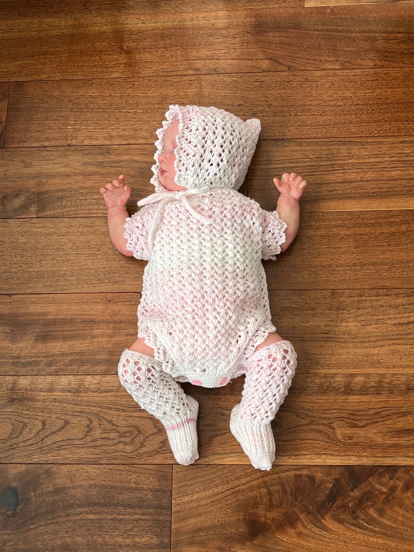 "Macey” Romper Knitting pattern for Reborn doll 18 -24” or 0-6 Month Old Baby