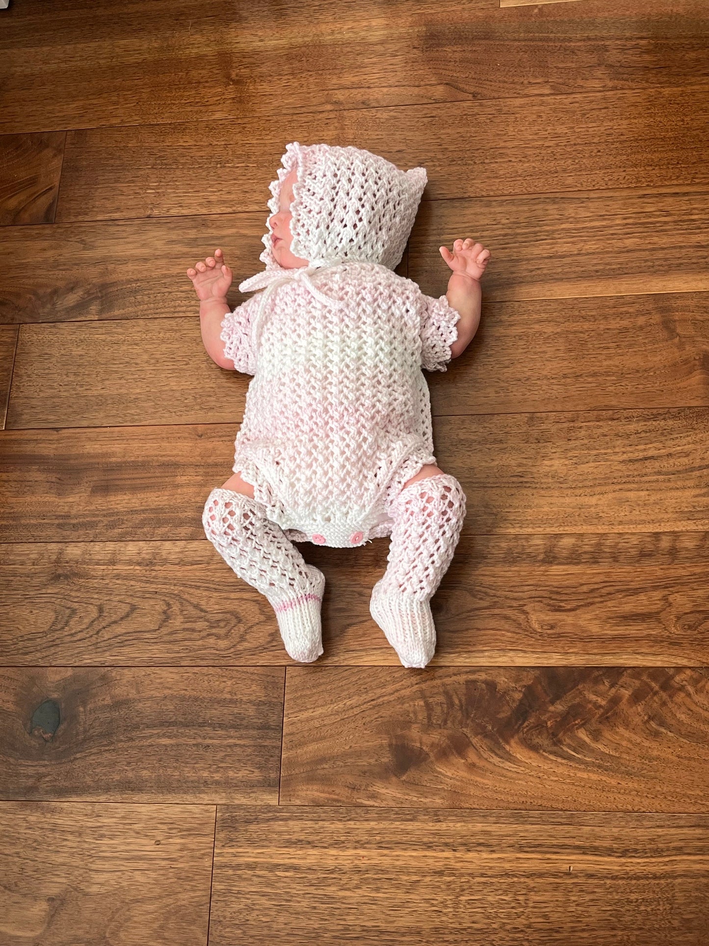 "Macey” Romper Knitting pattern for Reborn doll 18 -24” or 0-6 Month Old Baby