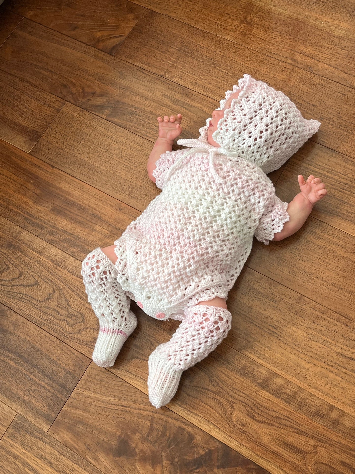 "Macey” Romper Knitting pattern for Reborn doll 18 -24” or 0-6 Month Old Baby