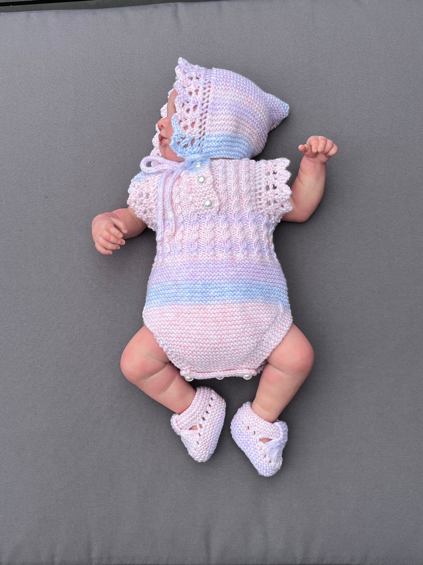 "Florence” Romper Knitting pattern for Reborn doll 16 -22” or 0-3 Month Old Baby