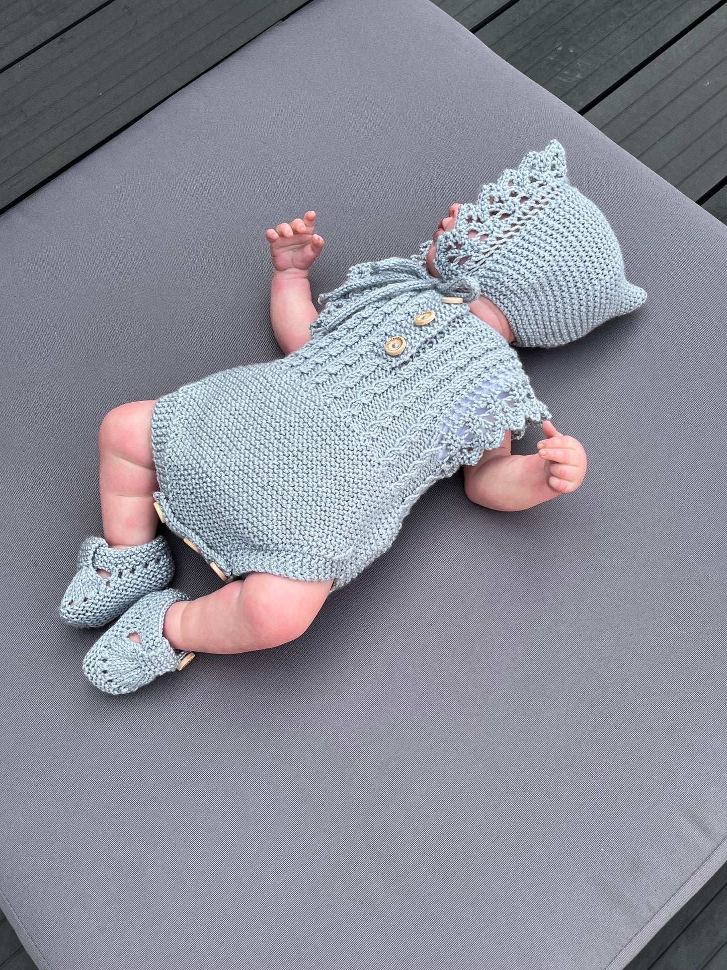 "Florence” Romper Knitting pattern for Reborn doll 16 -22” or 0-3 Month Old Baby