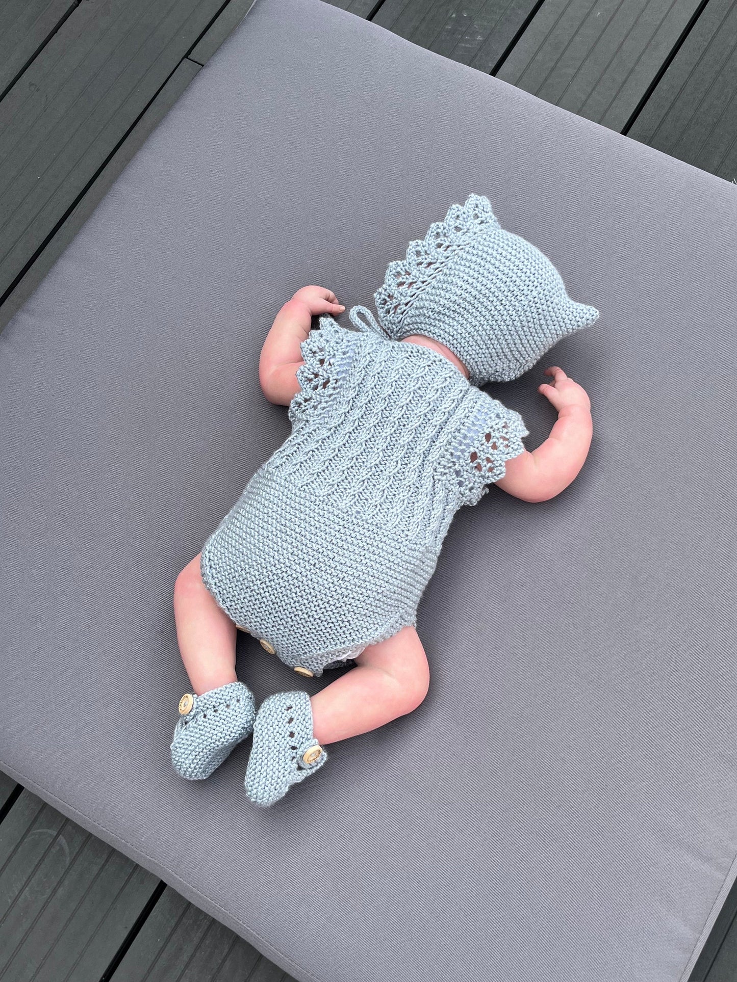 "Florence” Romper Knitting pattern for Reborn doll 16 -22” or 0-3 Month Old Baby