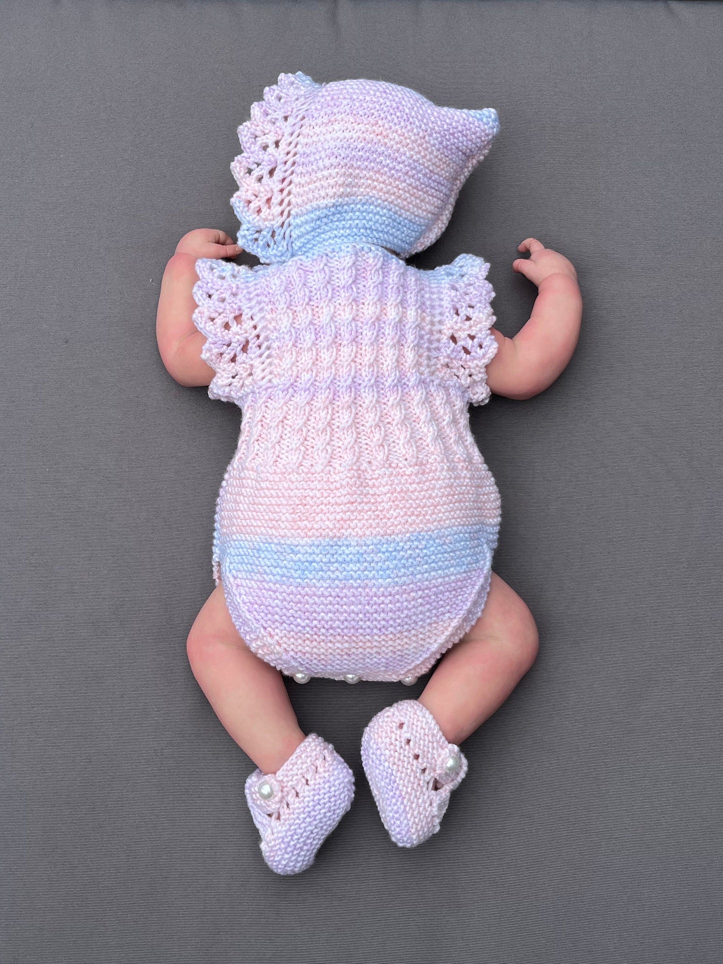 "Florence” Romper Knitting pattern for Reborn doll 16 -22” or 0-3 Month Old Baby