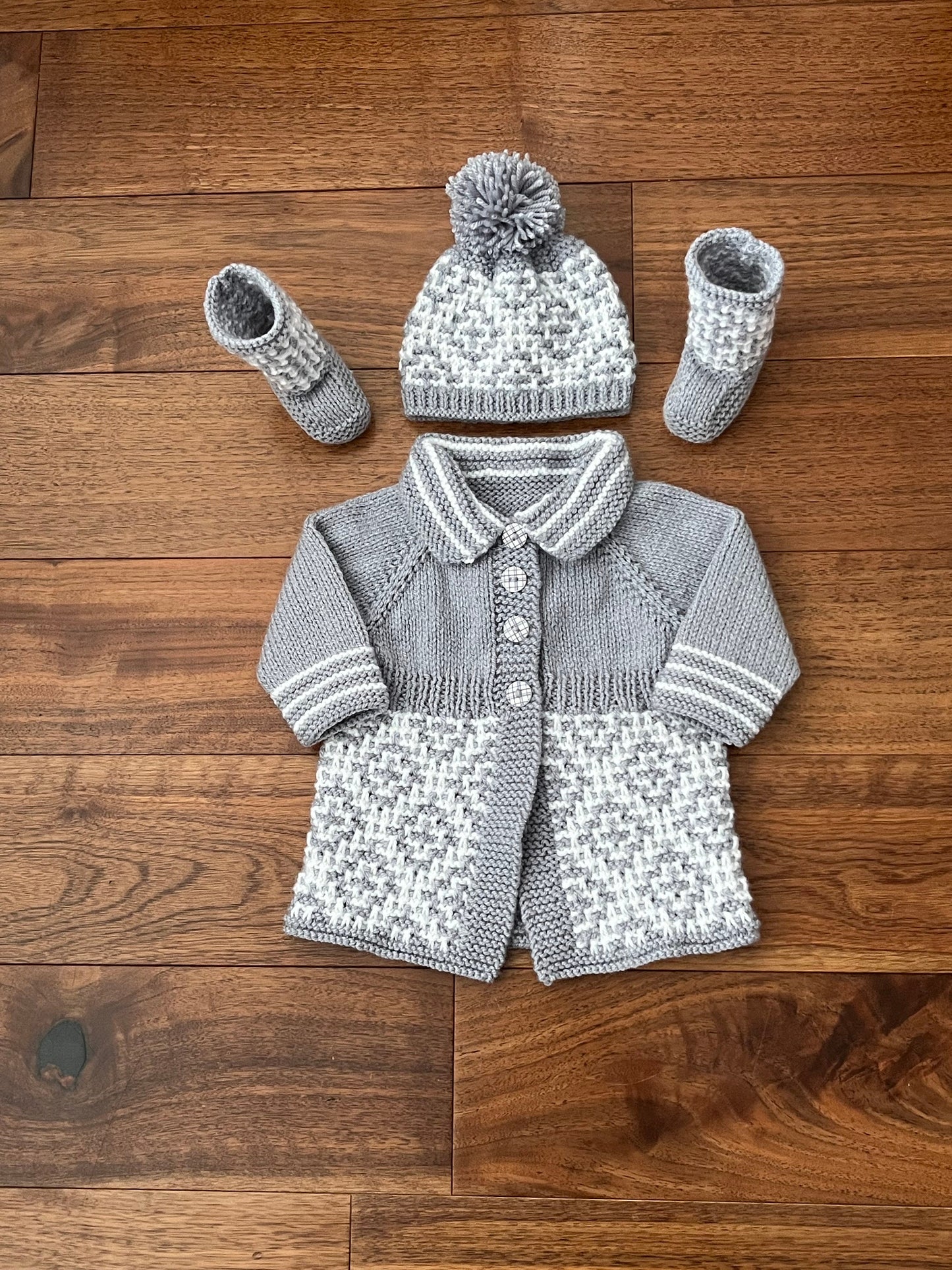 "Maze” 3 Piece Coat Set Knitting pattern for Reborn doll 16-22” or 0-3 Month Old Baby