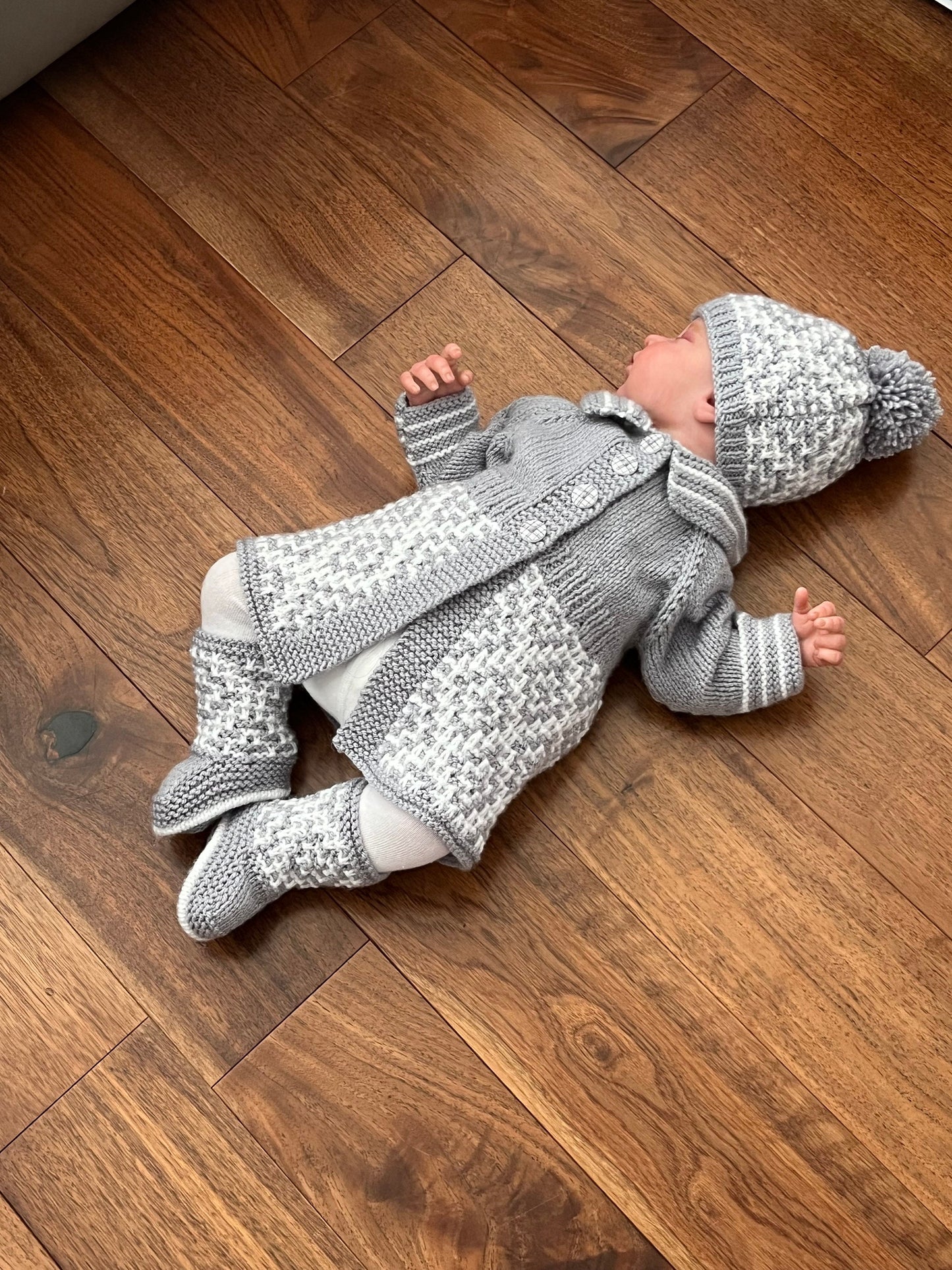 "Maze” 3 Piece Coat Set Knitting pattern for Reborn doll 16-22” or 0-3 Month Old Baby