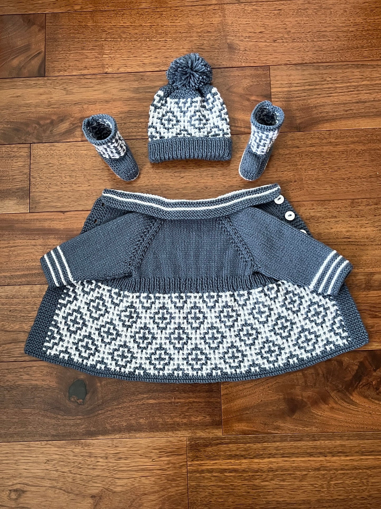 "Maze” 3 Piece Coat Set Knitting pattern for Reborn doll 16-22” or 0-3 Month Old Baby