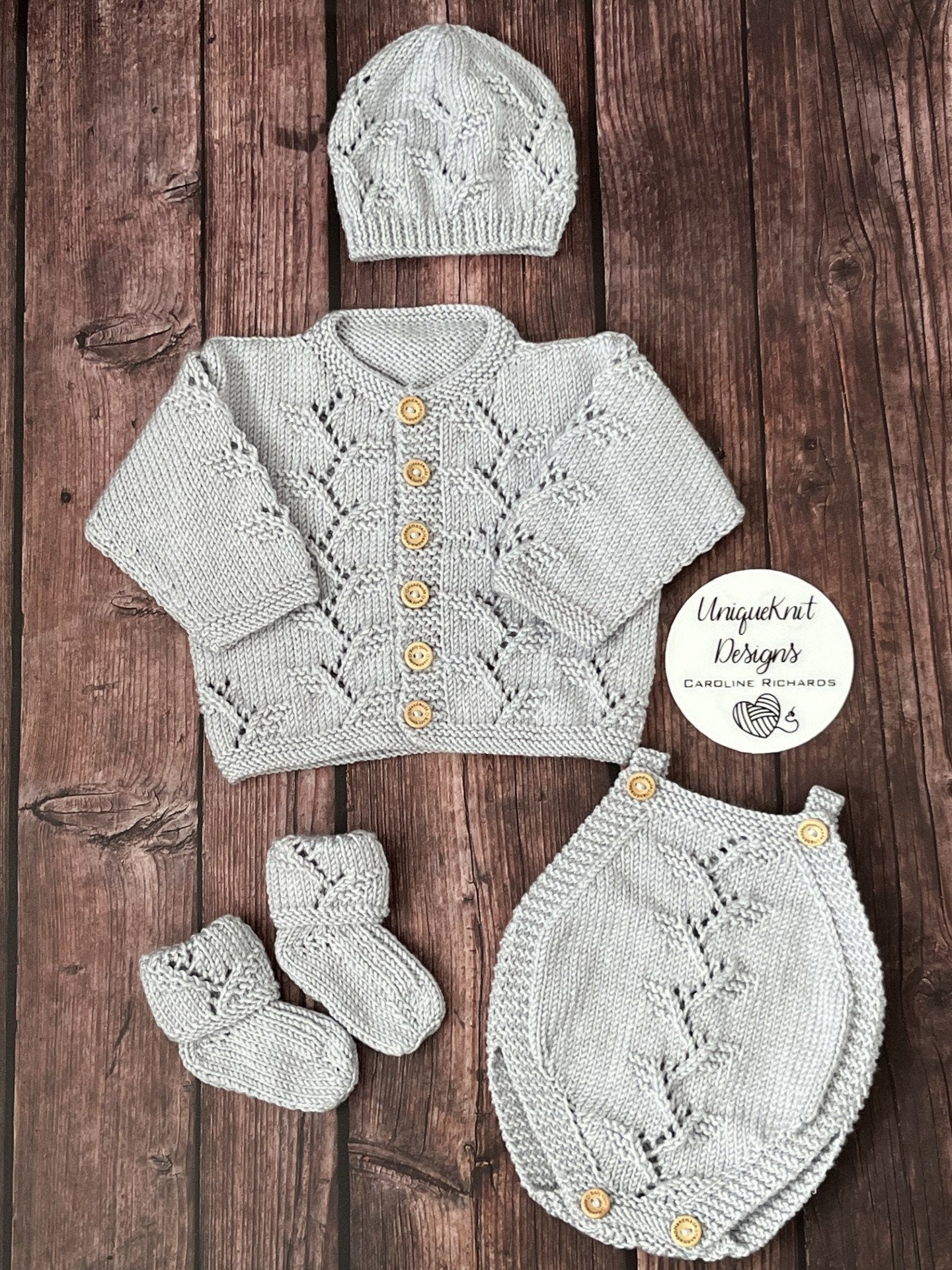 "Sycamore” 4 piece set Knitting pattern for Reborn doll 16 -22” or 0-3 Month Old Baby