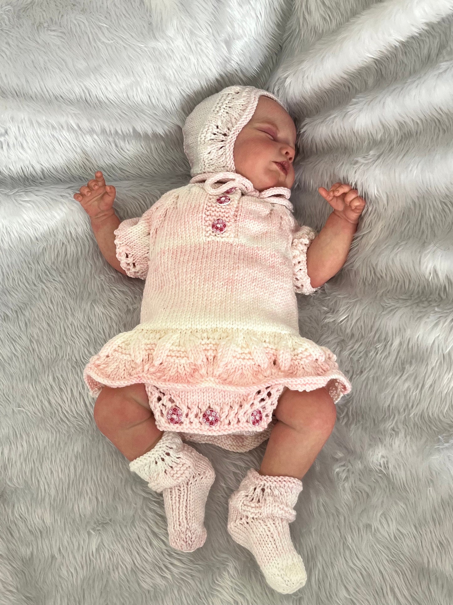 "Venice" Romper knitting pattern for reborn doll 16-22" or 0-3 Month old baby