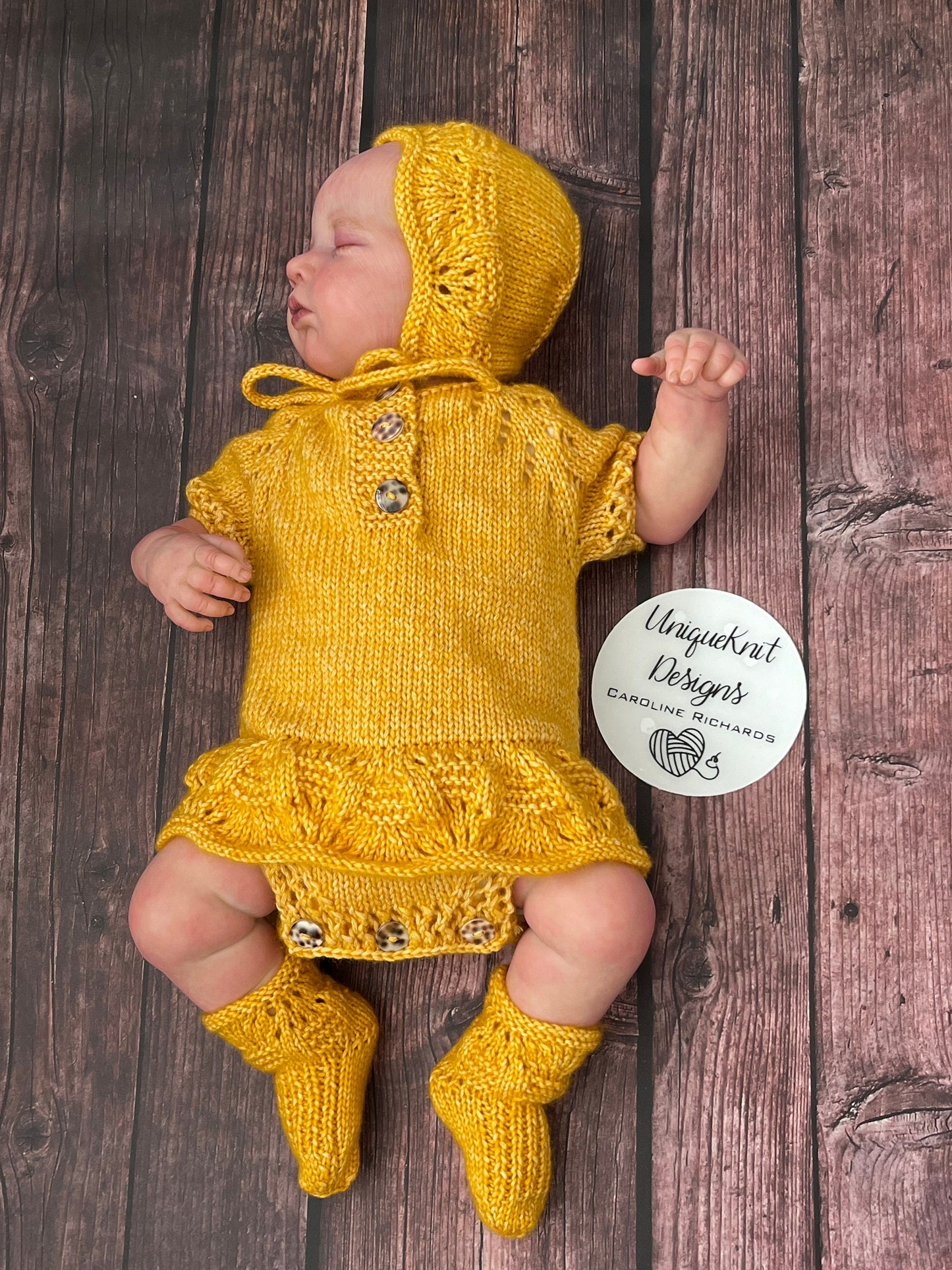 "Venice" Romper knitting pattern for reborn doll 16-22" or 0-3 Month old baby