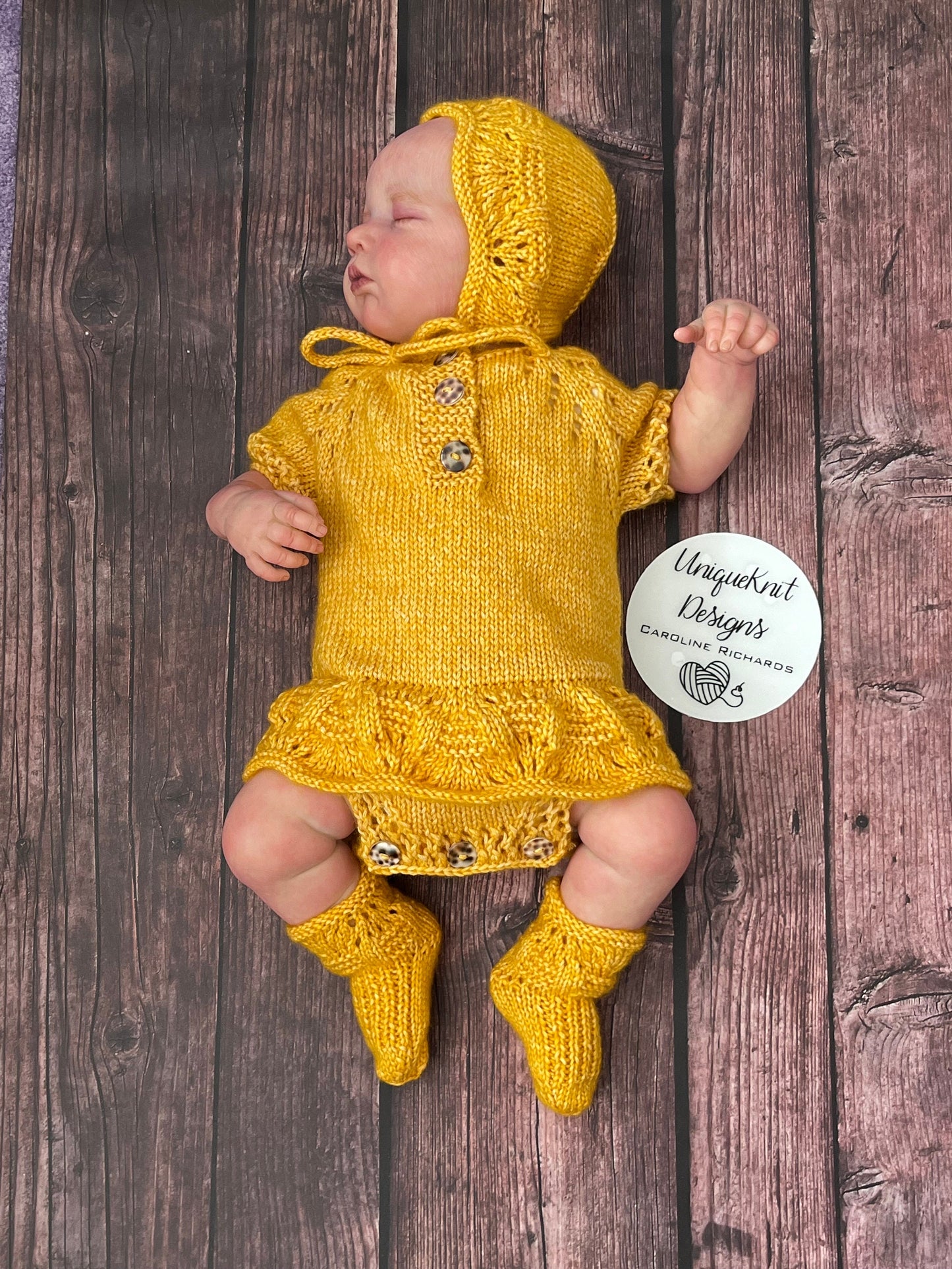 "Venice" Romper knitting pattern for reborn doll 16-22" or 0-3 Month old baby