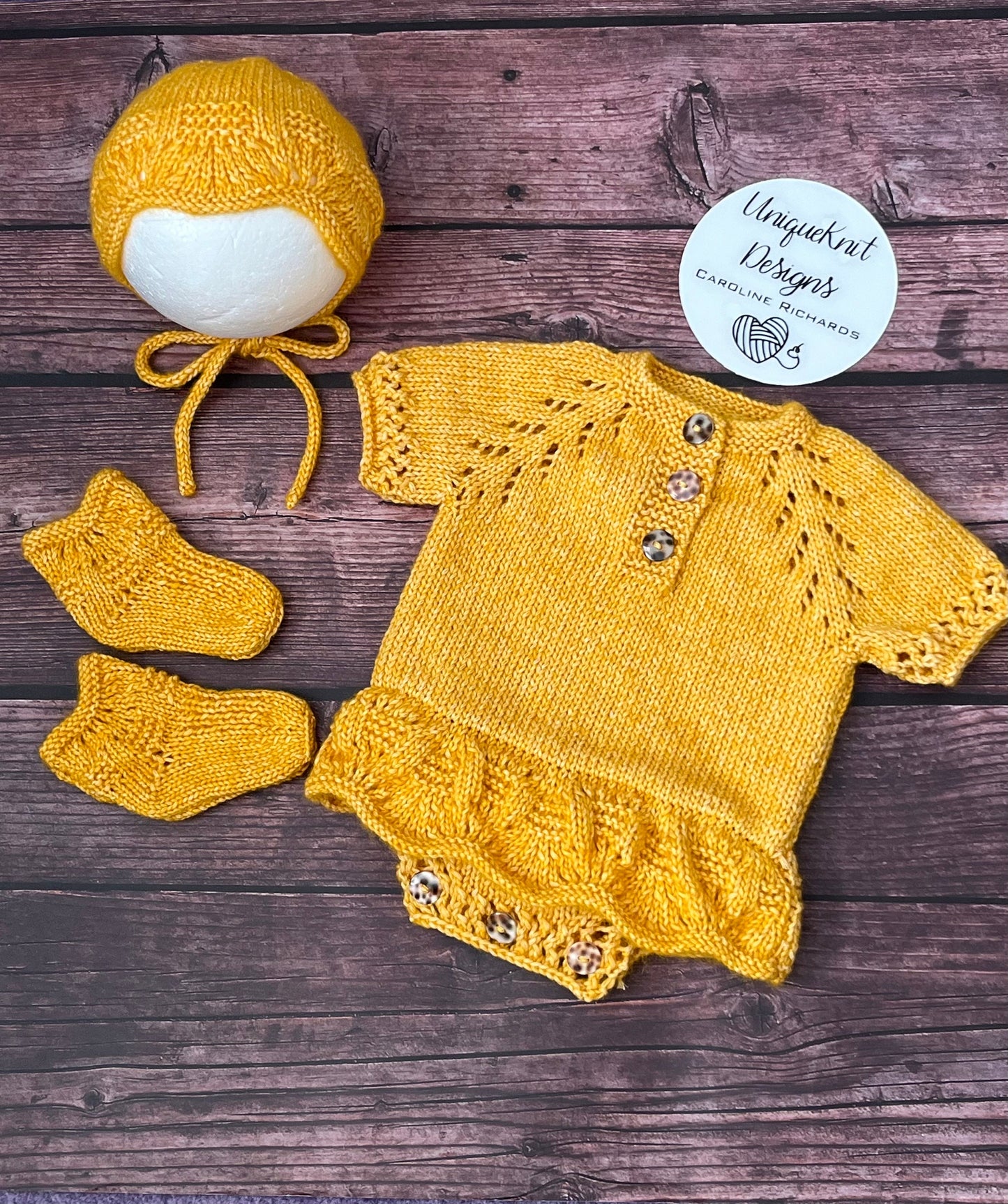 "Venice" Romper knitting pattern for reborn doll 16-22" or 0-3 Month old baby