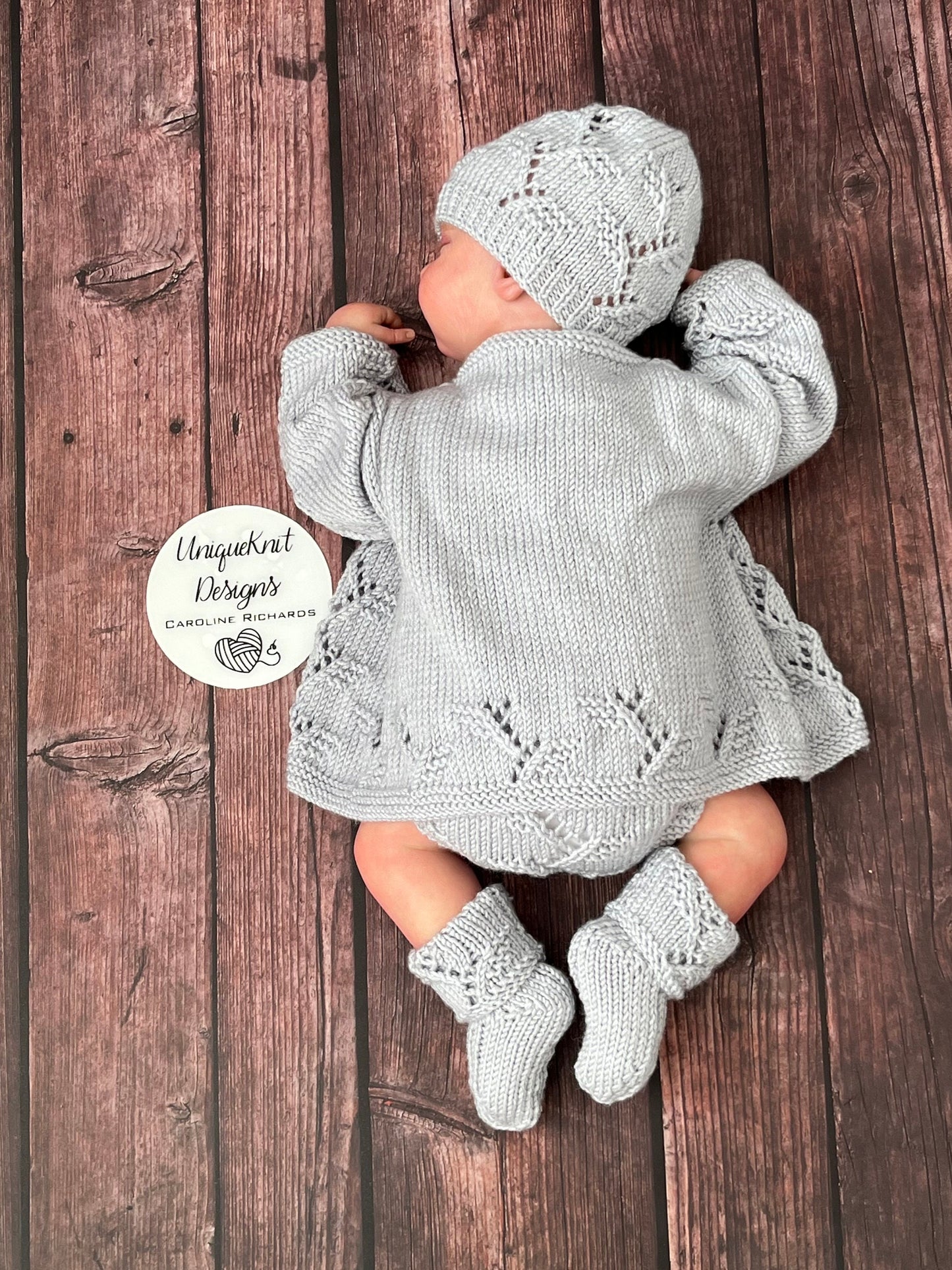 "Sycamore” 4 piece set Knitting pattern for Reborn doll 16 -22” or 0-3 Month Old Baby
