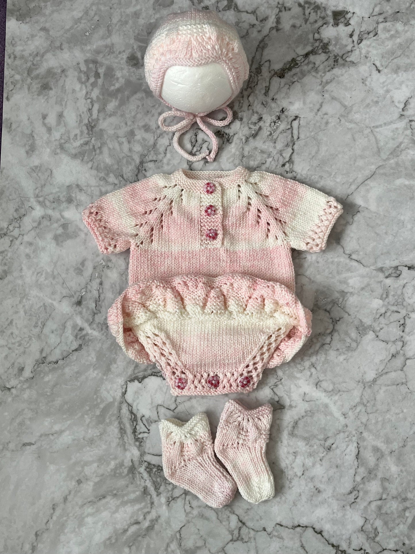 "Venice" Romper knitting pattern for reborn doll 16-22" or 0-3 Month old baby