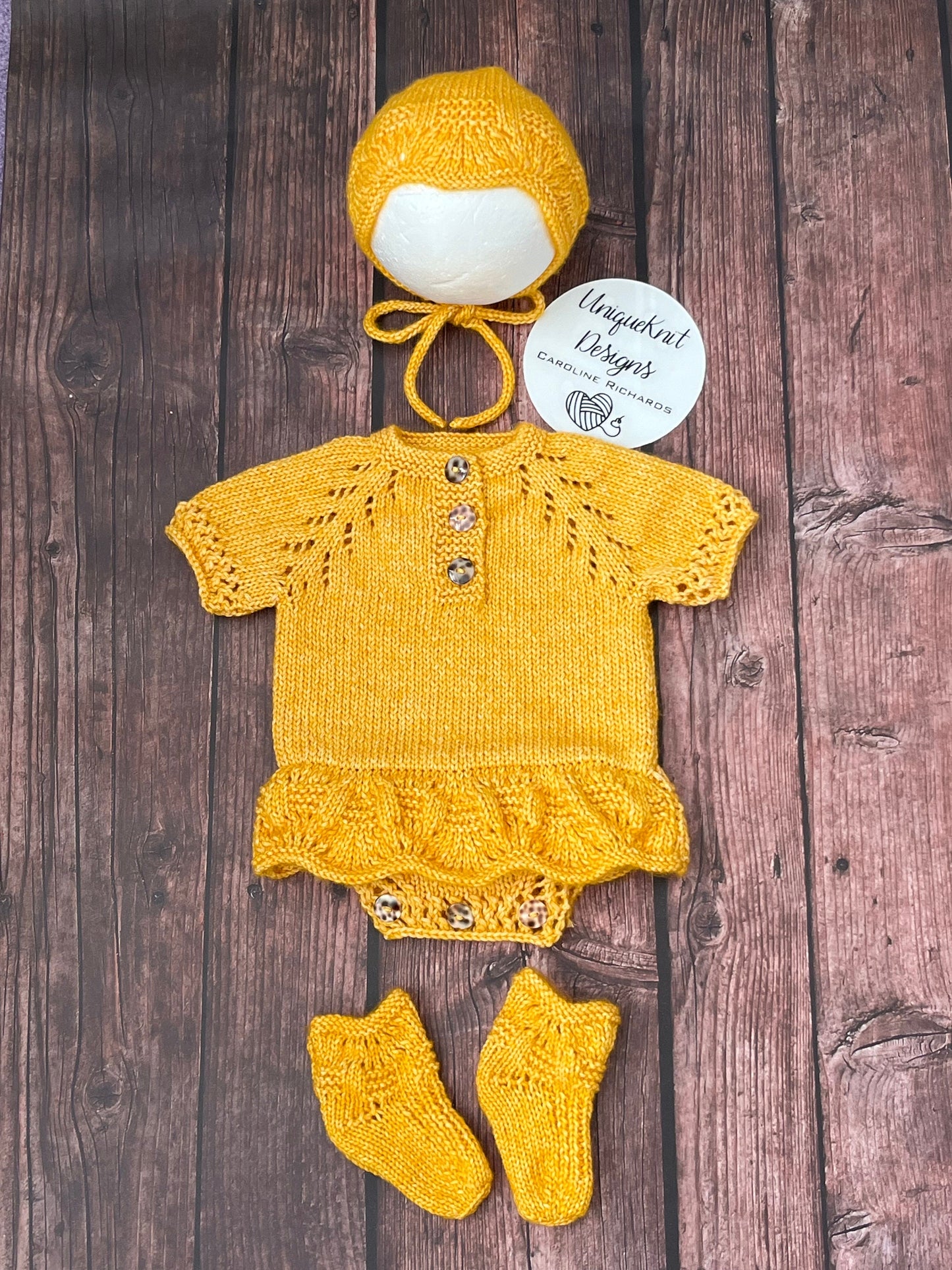 "Venice" Romper knitting pattern for reborn doll 16-22" or 0-3 Month old baby