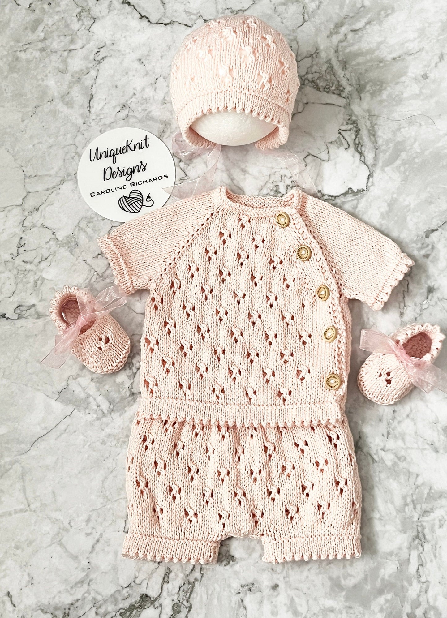 "Britney" 4 piece knitting pattern for reborn doll 16-22" or 0-3 Month old baby
