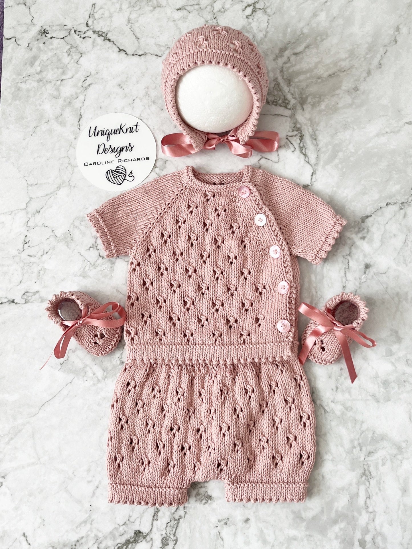 "Britney" 4 piece knitting pattern for reborn doll 16-22" or 0-3 Month old baby