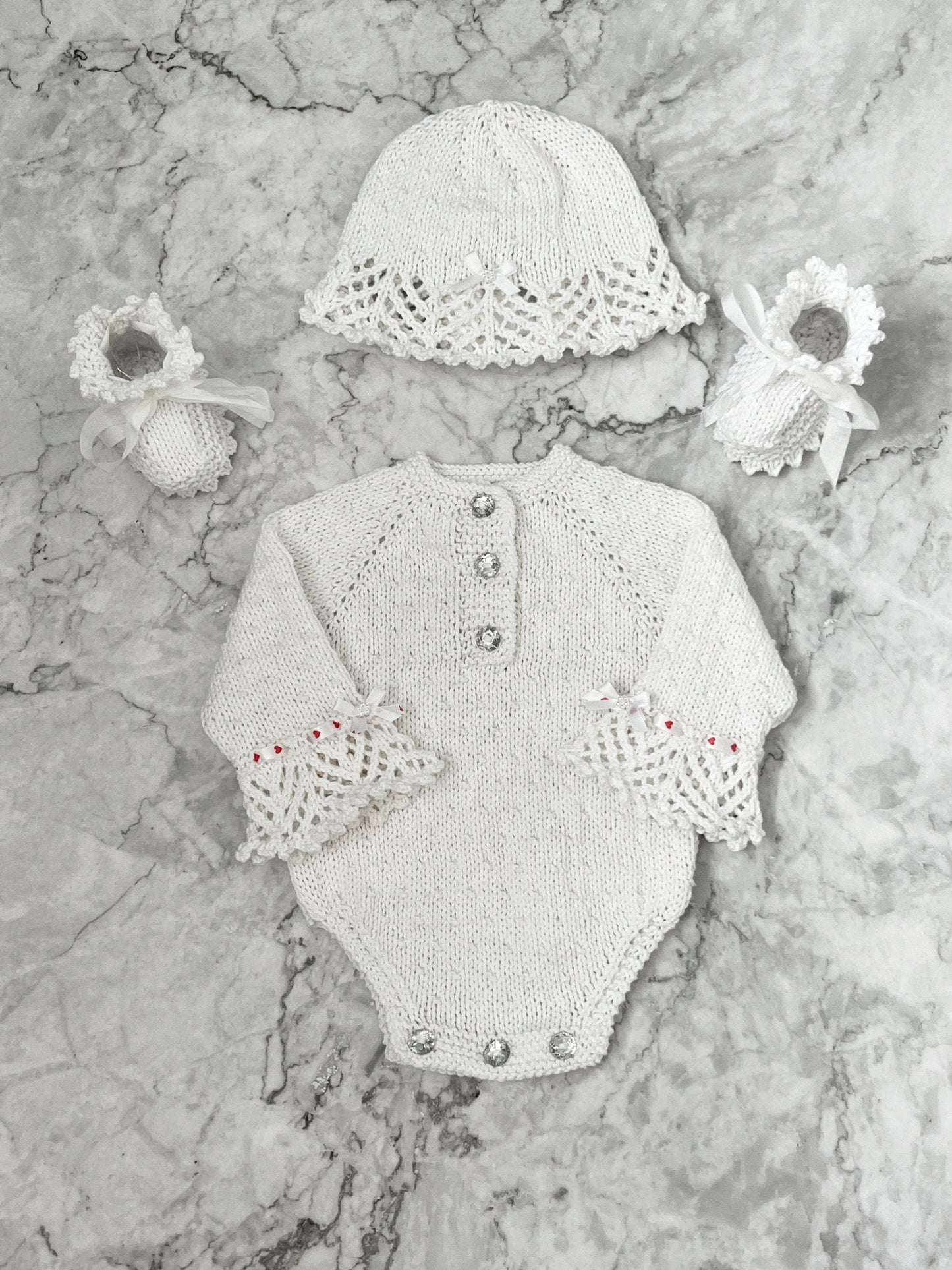 "Chelsea" Romper knitting pattern for reborn doll 16-22" or 0-3 Month old baby