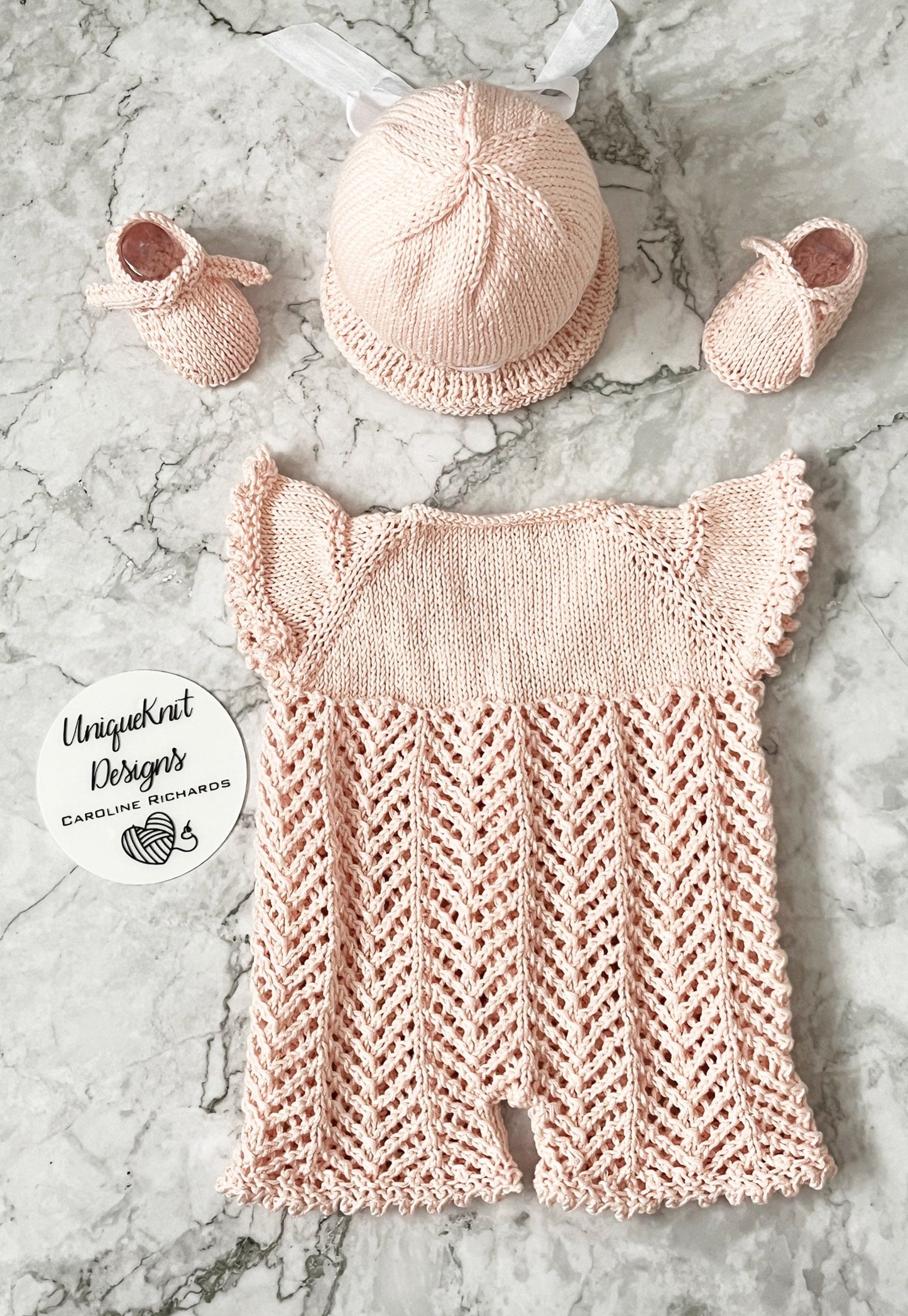 "Victoria" Playsuit knitting pattern for reborn doll 16-22" or 0-3 Month old baby