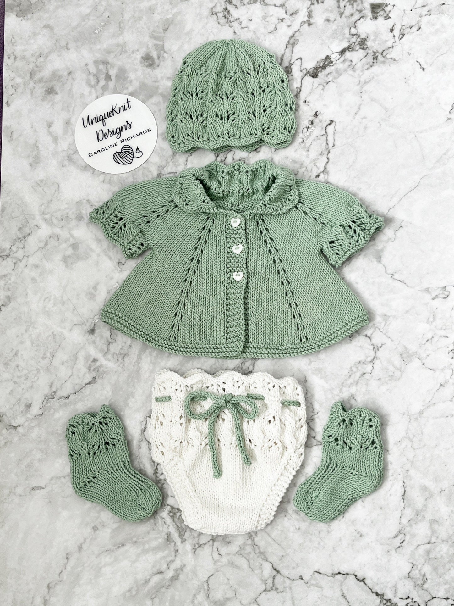 "Beatrice” Multi-piece Knitting pattern for Reborn doll 16 -22” or 0-3 Month Old Baby