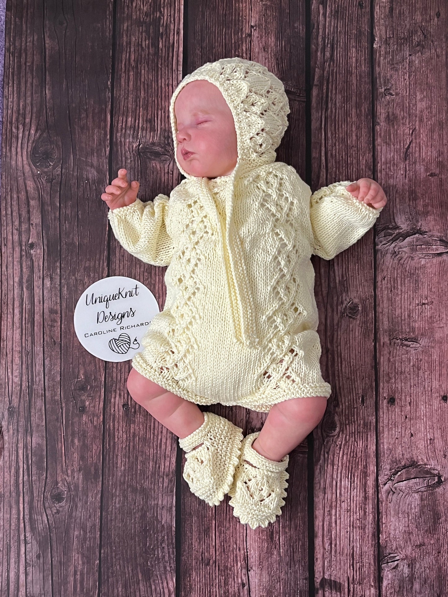 "Annabelle" Romper knitting pattern for reborn doll 16-22" or 0-3 Month old baby