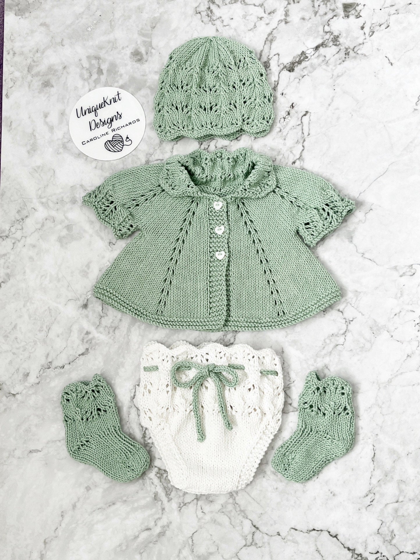 "Beatrice” Multi-piece Knitting pattern for Reborn doll 16 -22” or 0-3 Month Old Baby